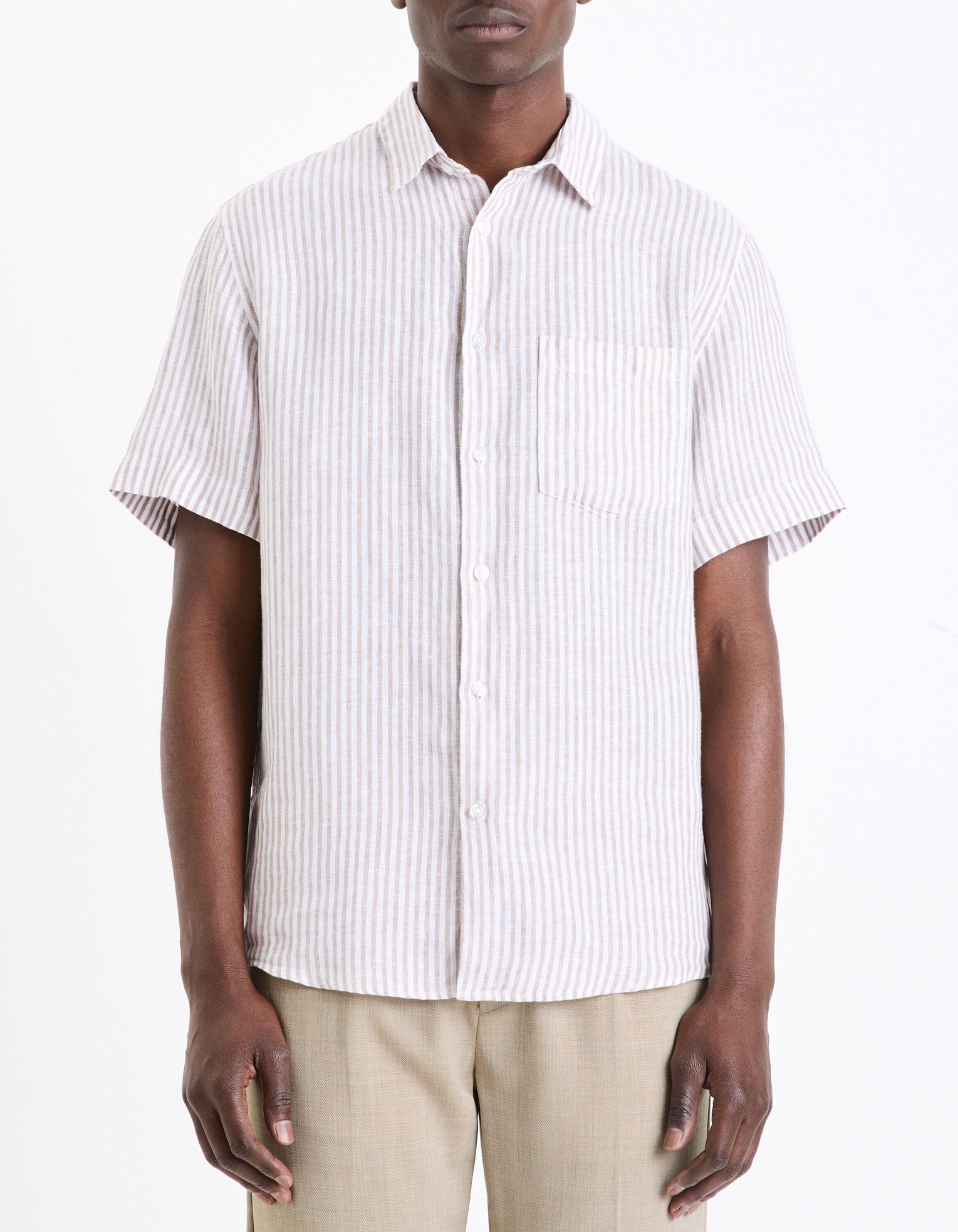 Regular Shirt 100% Linen - Taupe_02