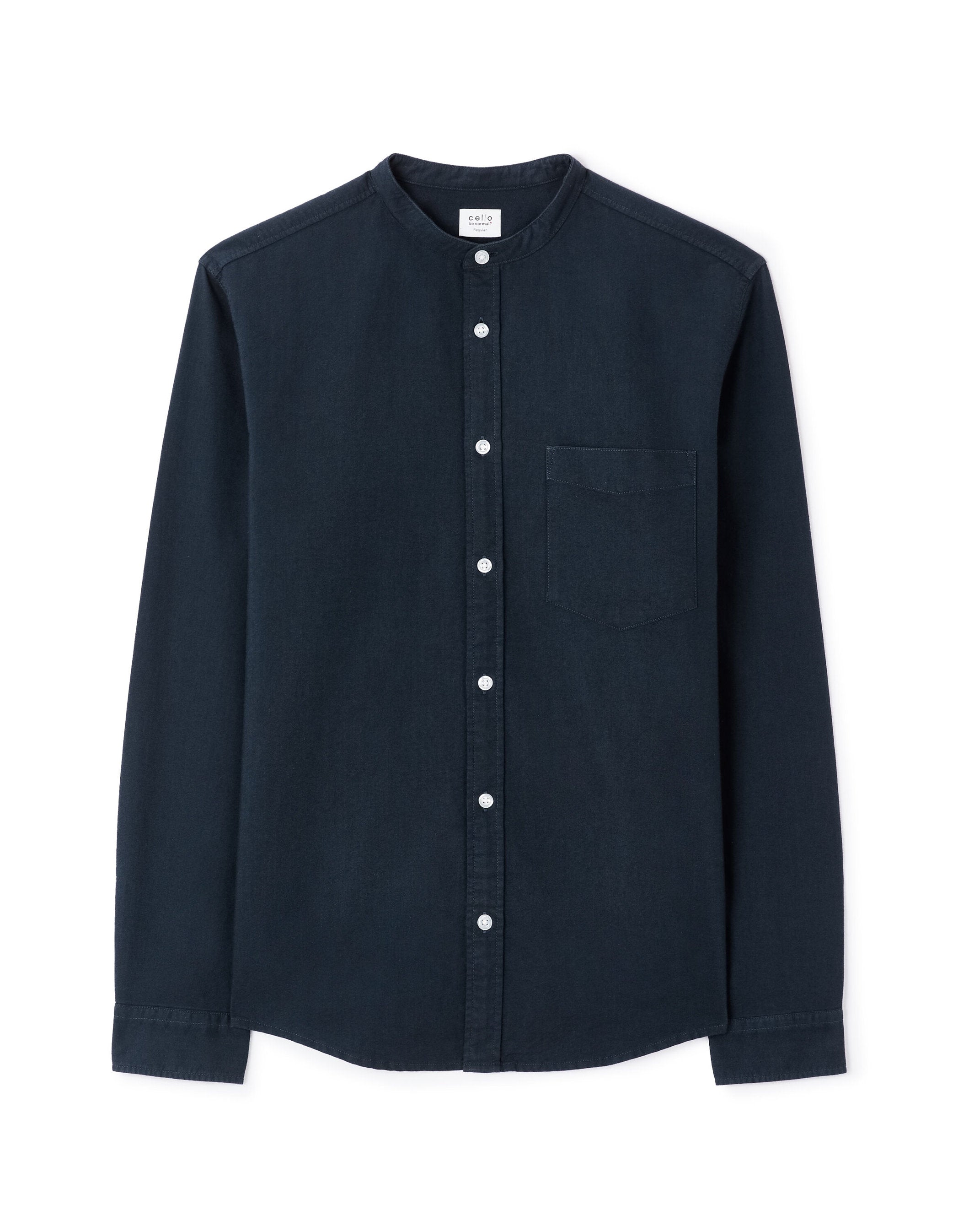 Celio_Blue Regular Mao Collar Shirt in Oxford Cotton_DAXFORDMAO_DARK NAVY_01
