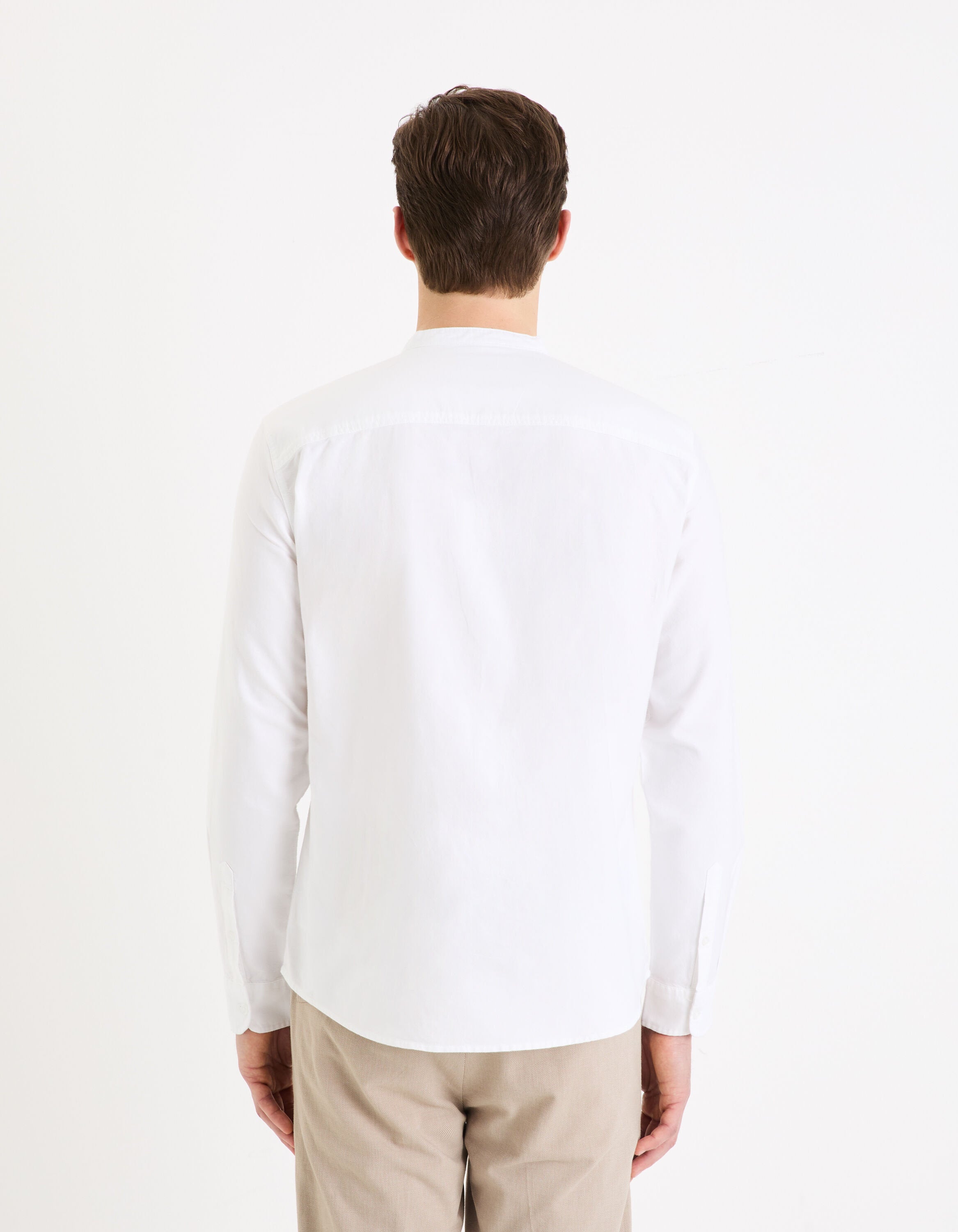 Celio_Light Blue Regular Mao Collar Shirt in Oxford Cotton_DAXFORDMAO_WHITE_03