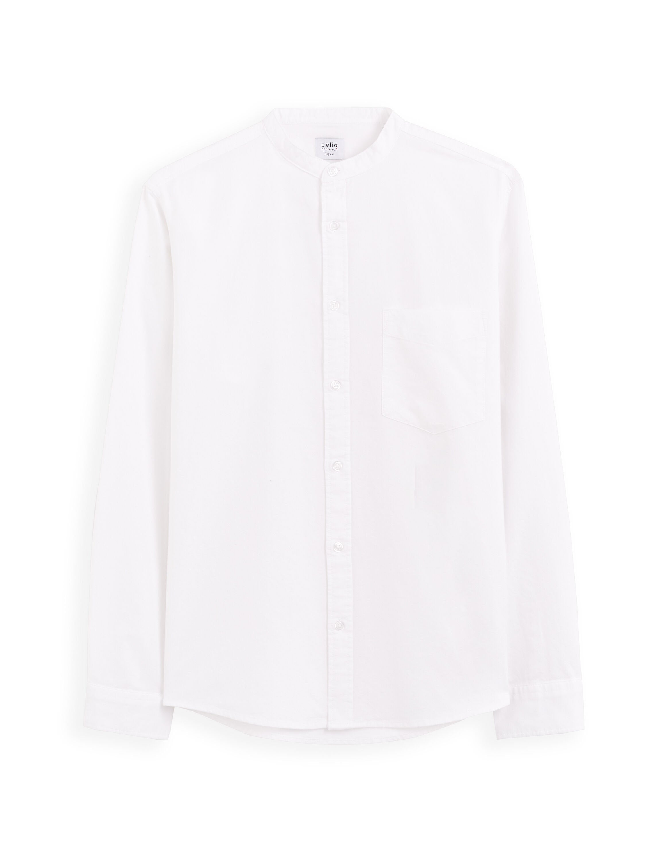 Celio_Light Blue Regular Mao Collar Shirt in Oxford Cotton_DAXFORDMAO_WHITE_04