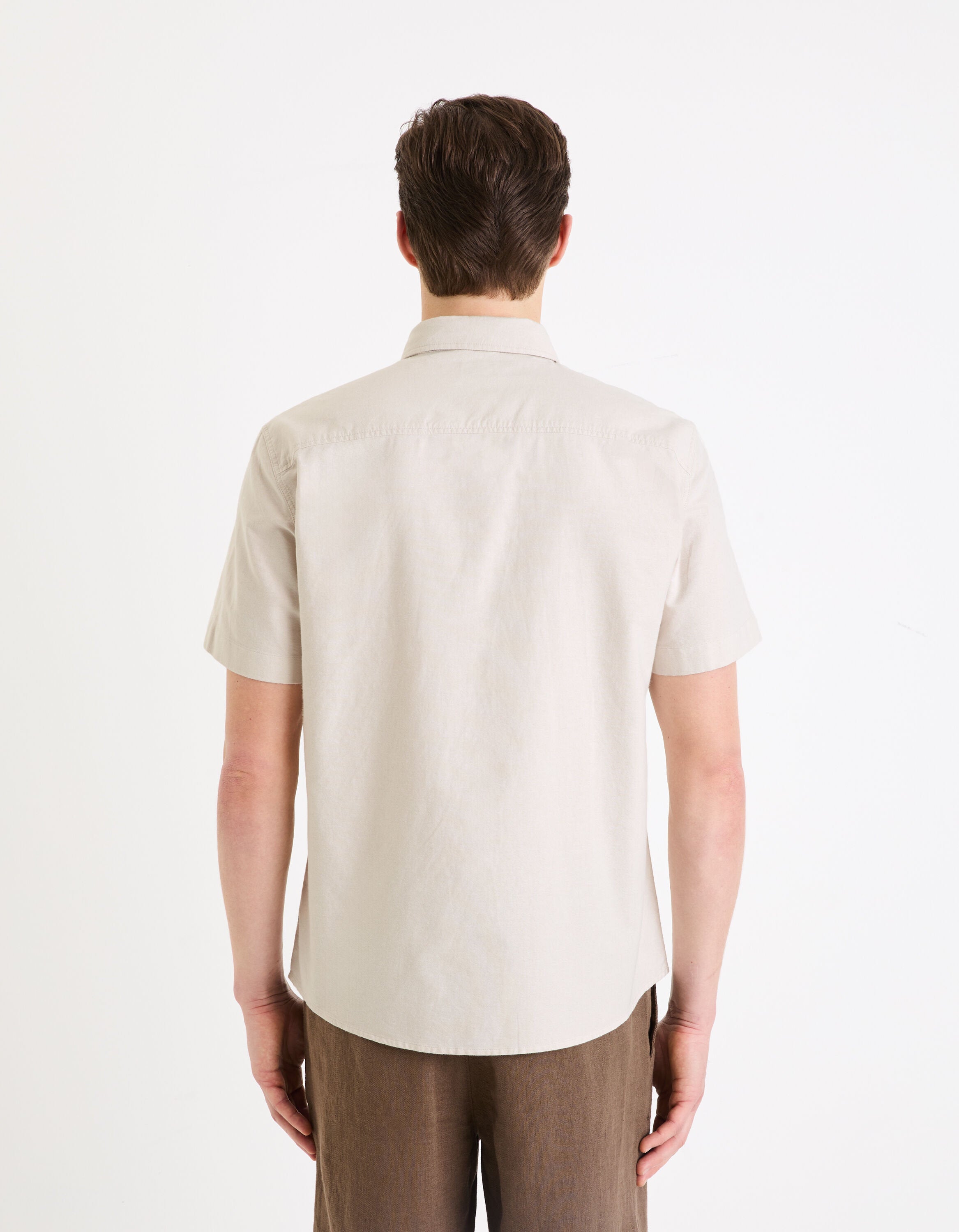 Celio_Beige Regular Oxford Cotton Shirt_DAXFORDMC_BEIGE_03