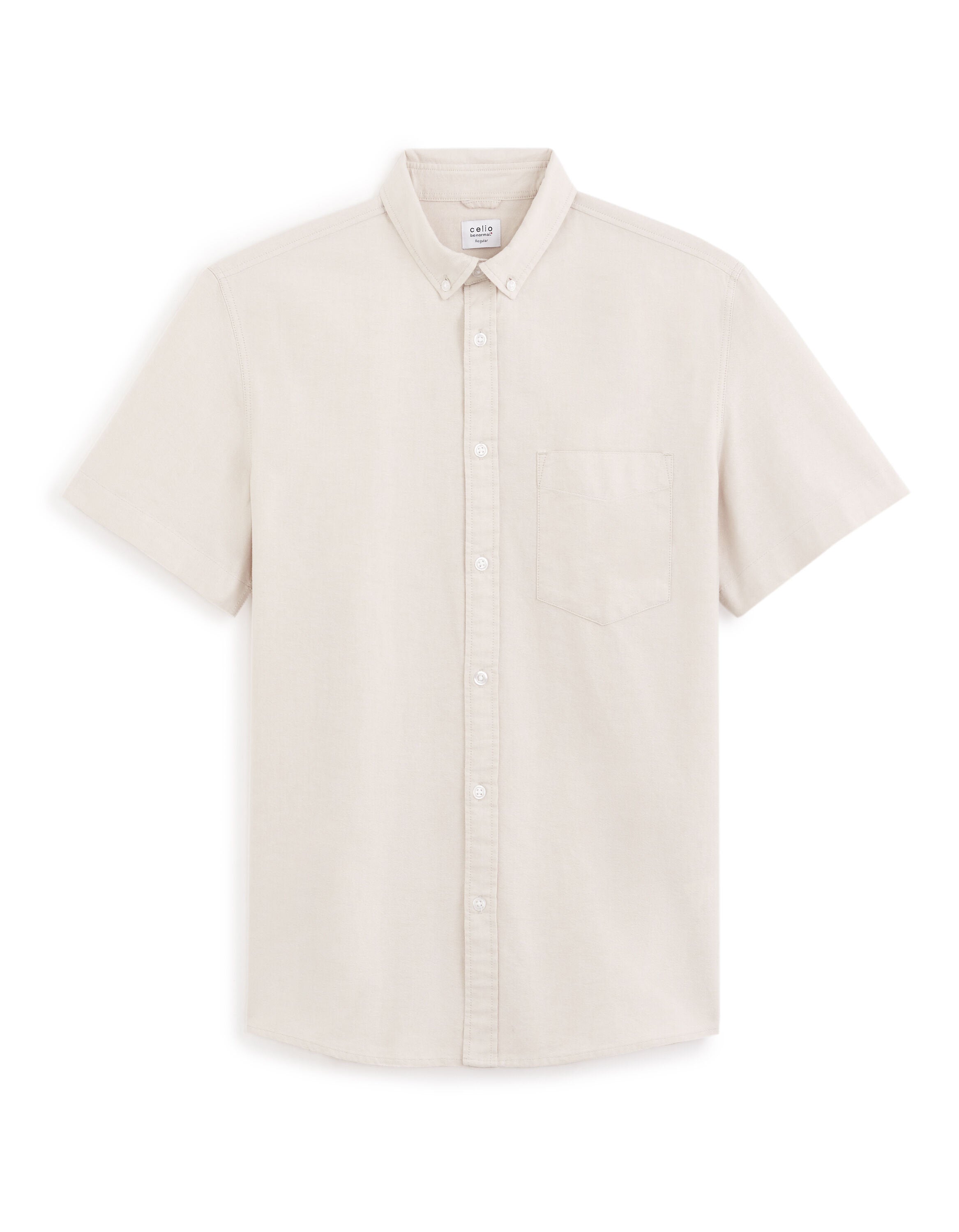 Celio_Beige Regular Oxford Cotton Shirt_DAXFORDMC_BEIGE_04