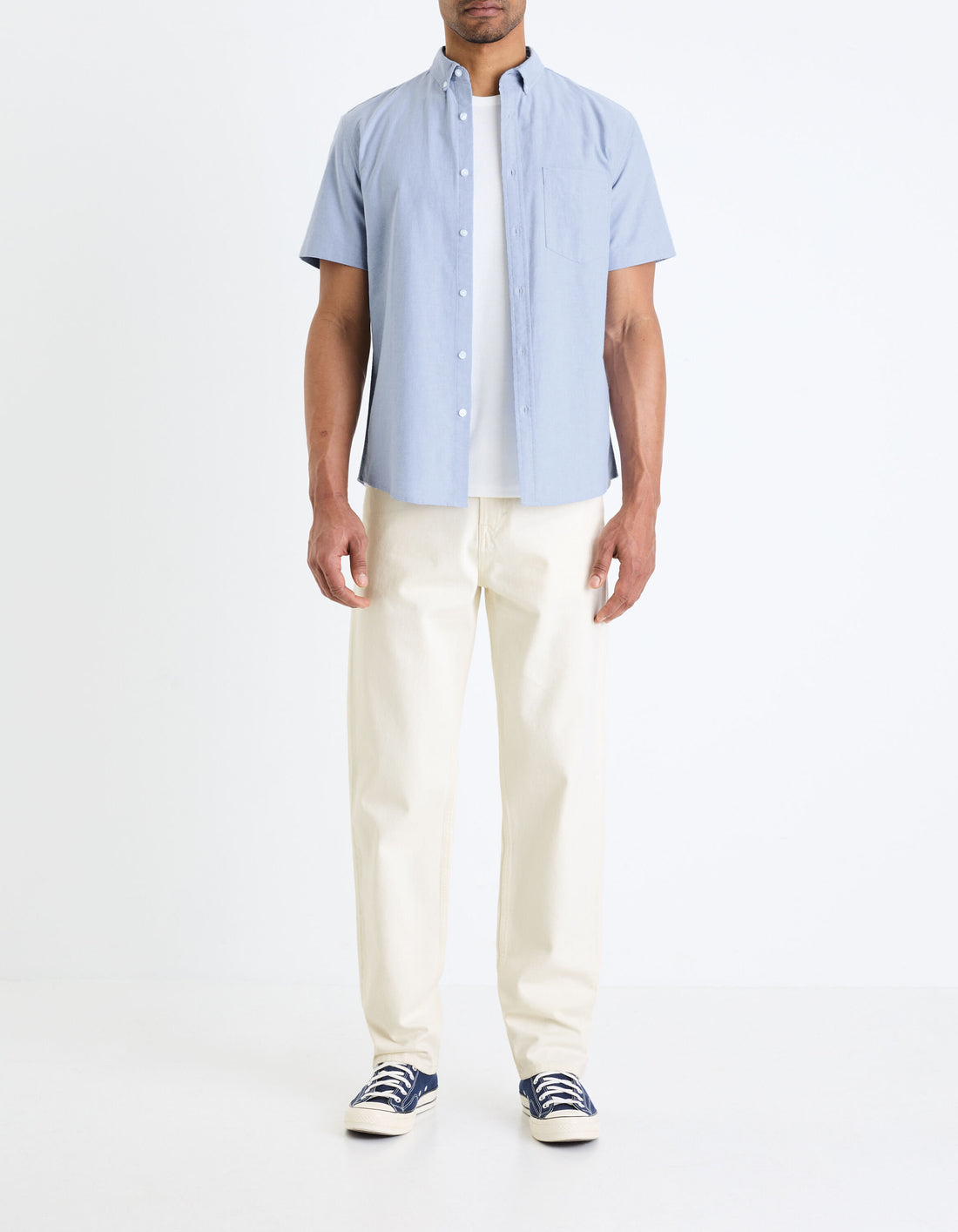 Celio_Beige Regular Oxford Cotton Shirt_DAXFORDMC_BLUE_02