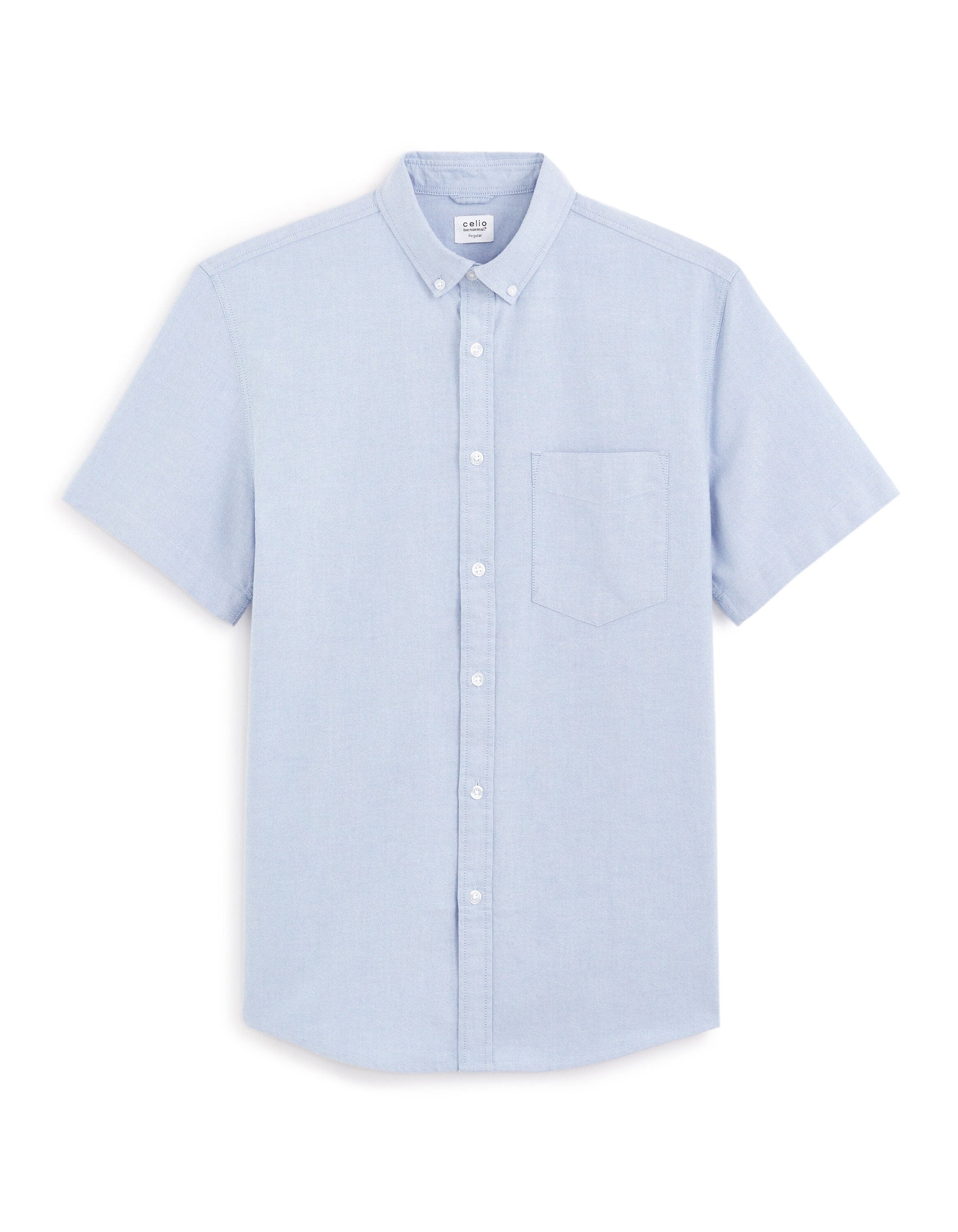 Celio_Beige Regular Oxford Cotton Shirt_DAXFORDMC_BLUE_04