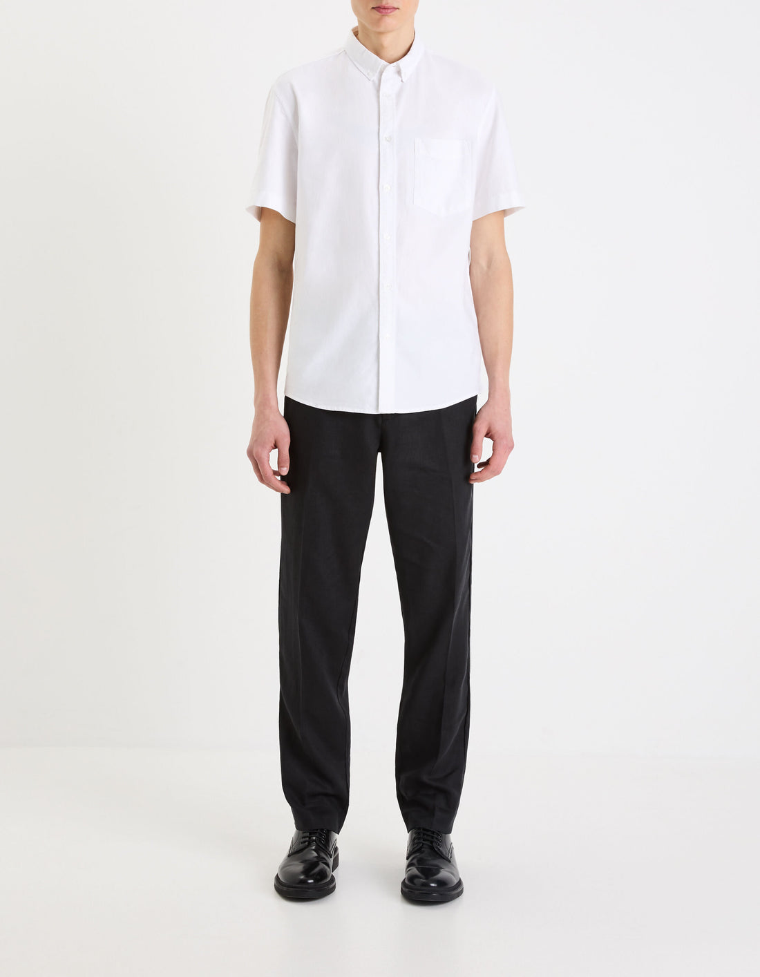 Celio_Beige Regular Oxford Cotton Shirt_DAXFORDMC_WHITE_02