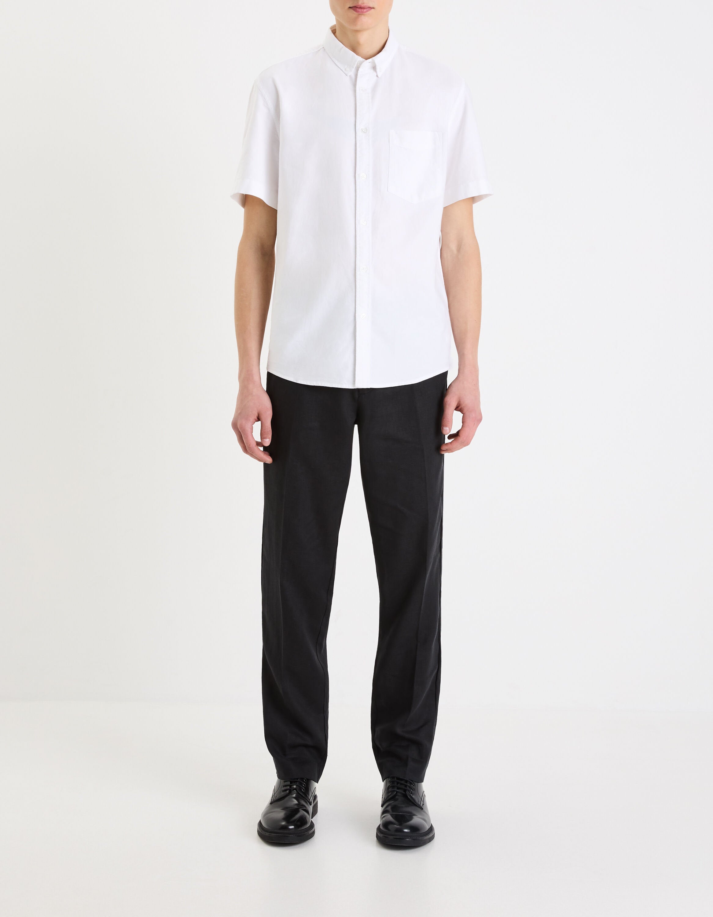 Celio_Beige Regular Oxford Cotton Shirt_DAXFORDMC_WHITE_02