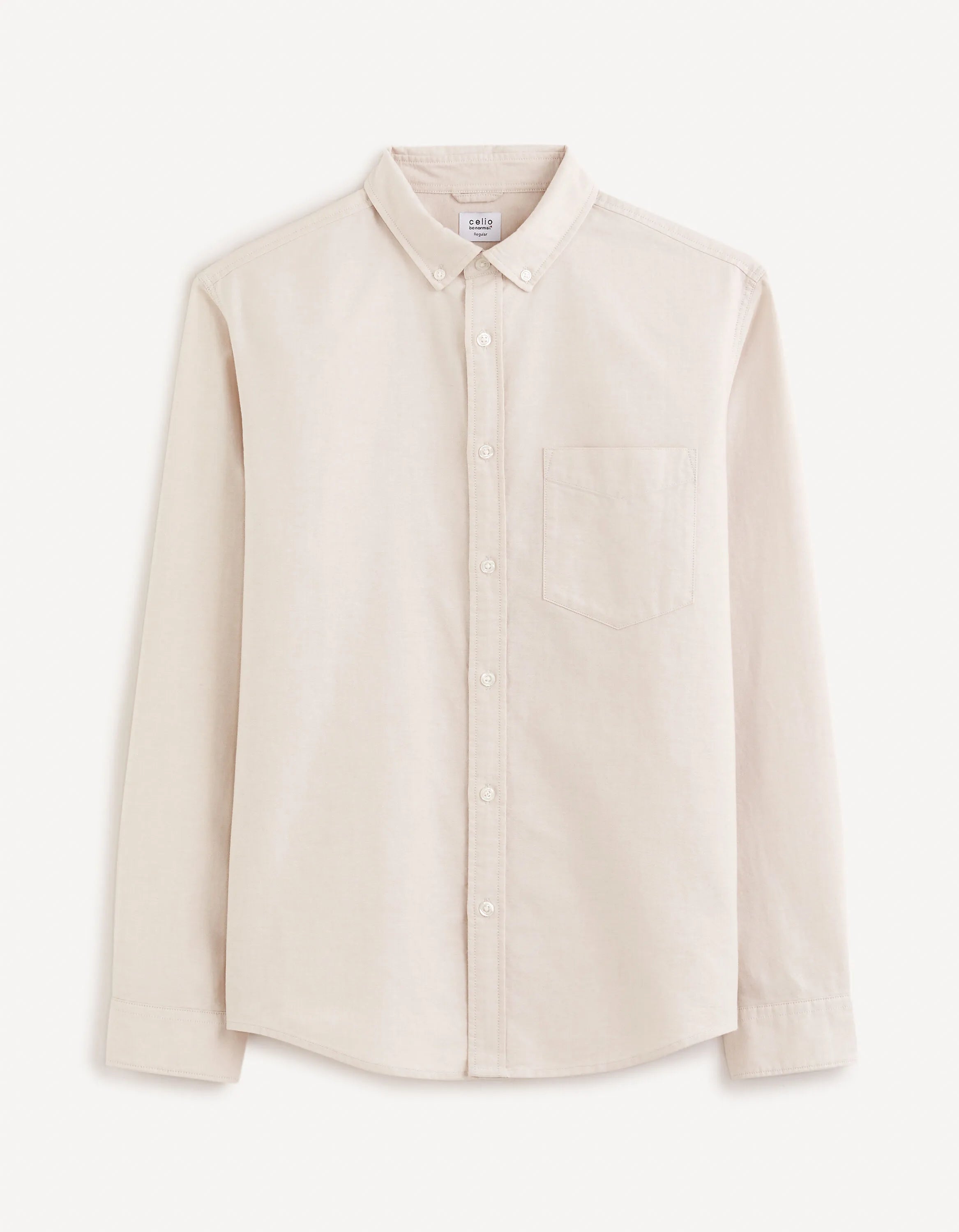 Celio_Beige_Regular 100% Cotton Oxford Shirt_DAXFORD_BEIGE_04