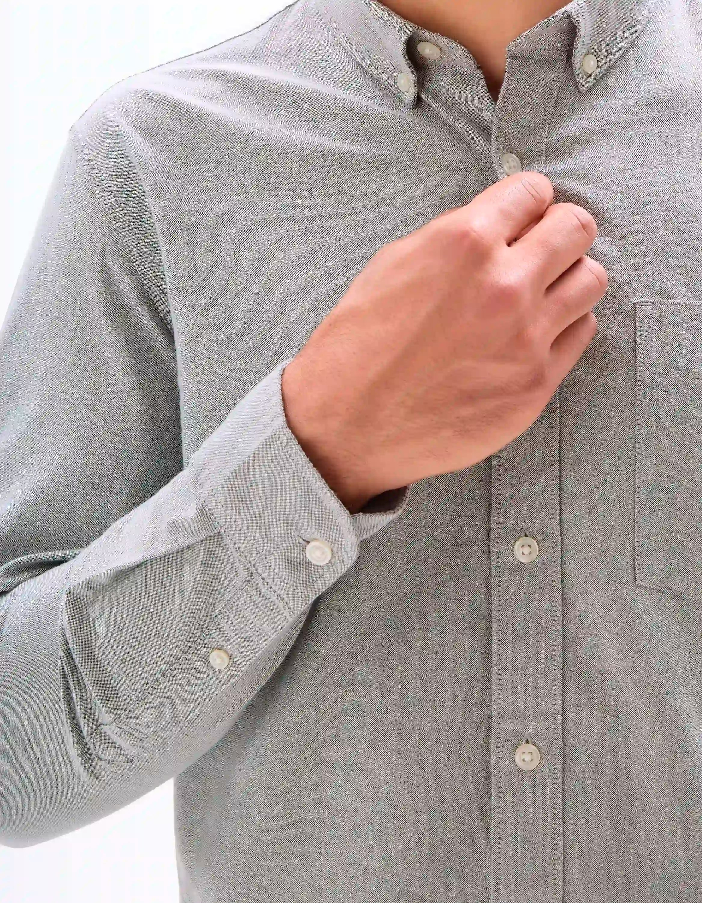 Celio_Gris Fonce_Regular Fit 100% Cotton Oxford Shirt_DAXFORD_GRIS FONCE_04