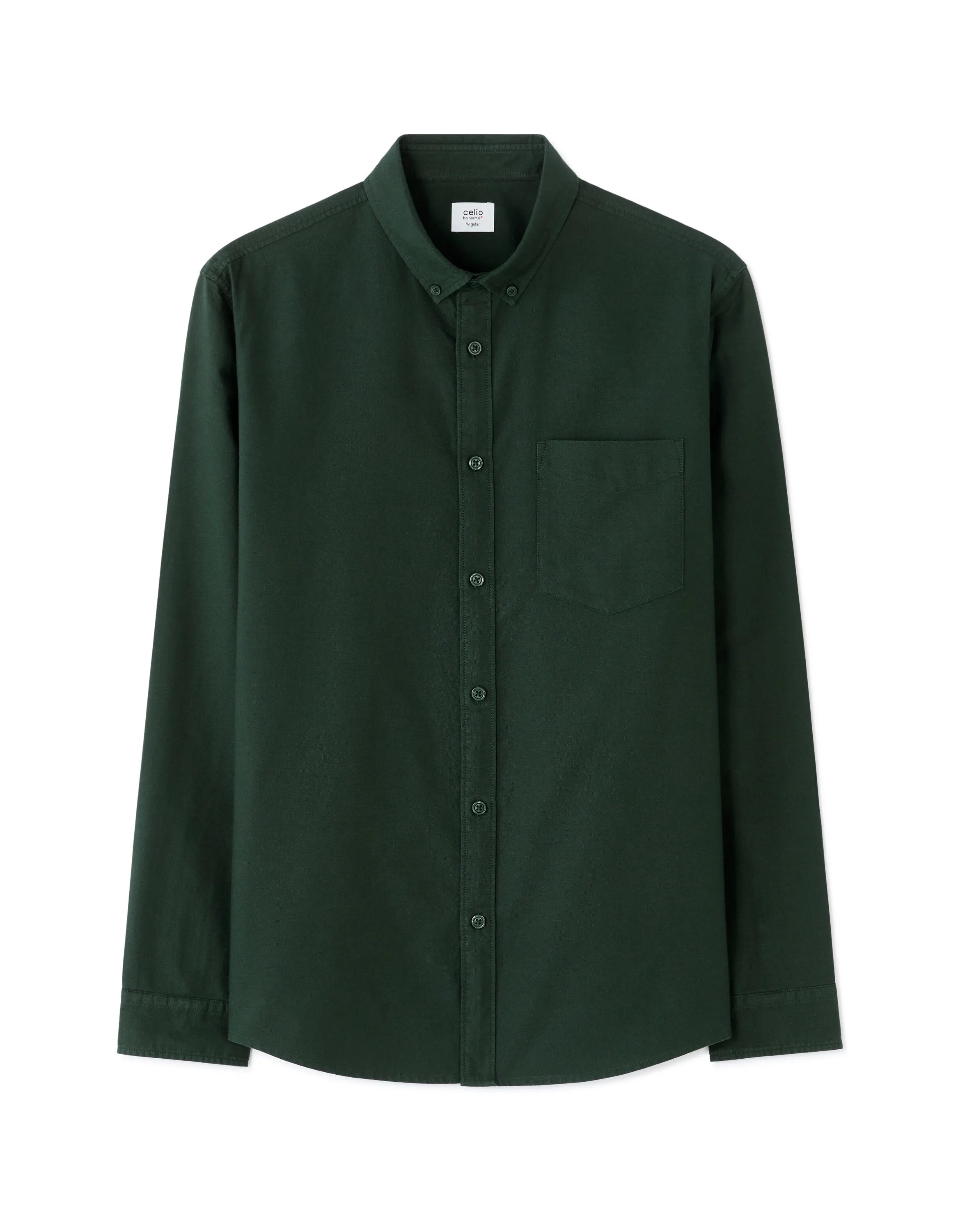 Celio_Vert Fonce_Regular Fit 100% Cotton Oxford Shirt_DAXFORD_VERT FONCE_06
