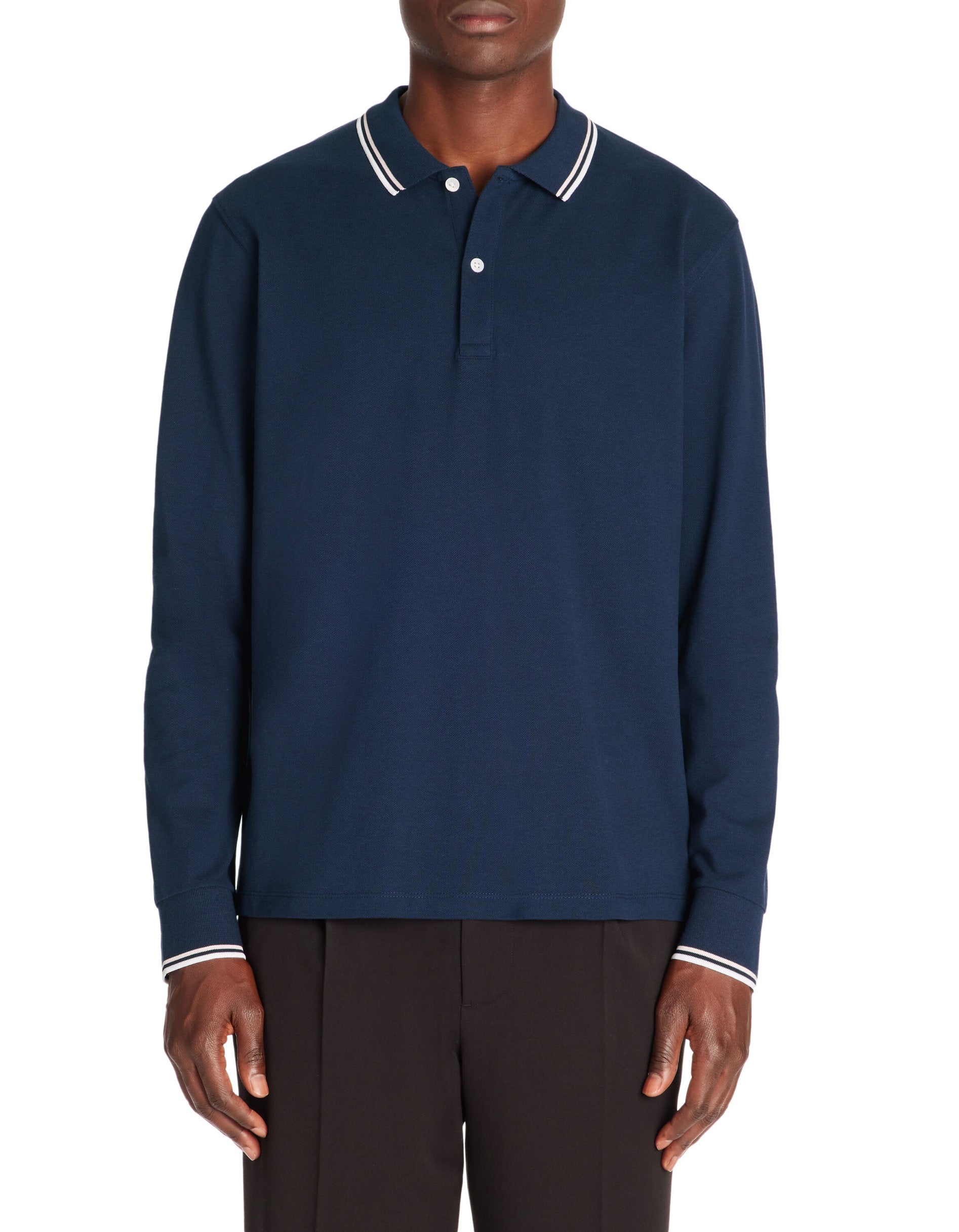 Celio_Navy Long-Sleeved Cotton PiquŽ Polo Shirt_DECOLML_NAVY_01