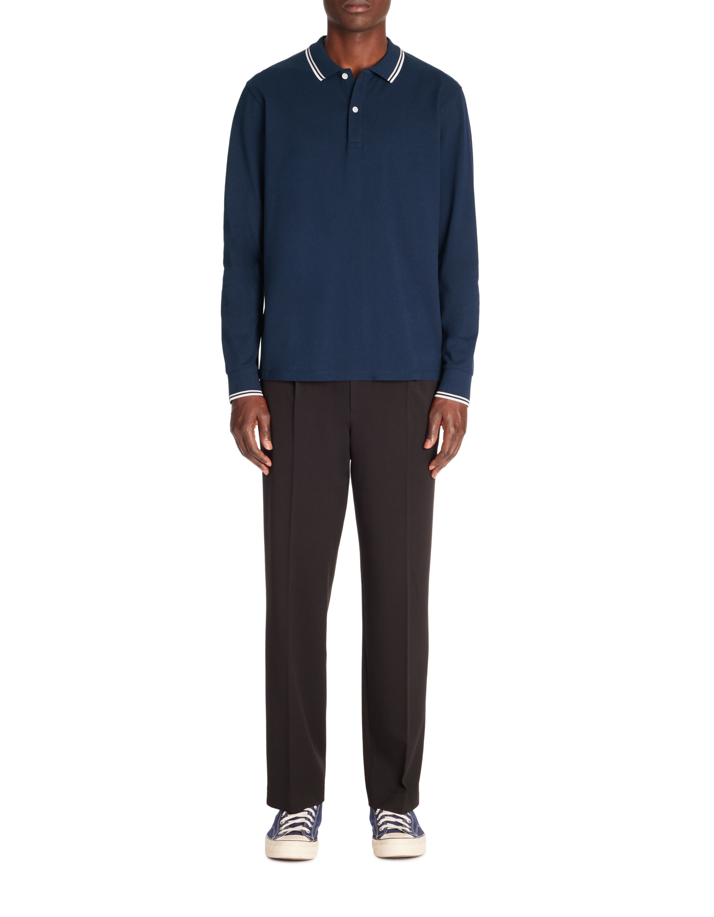 Celio_Navy Long-Sleeved Cotton PiquŽ Polo Shirt_DECOLML_NAVY_02