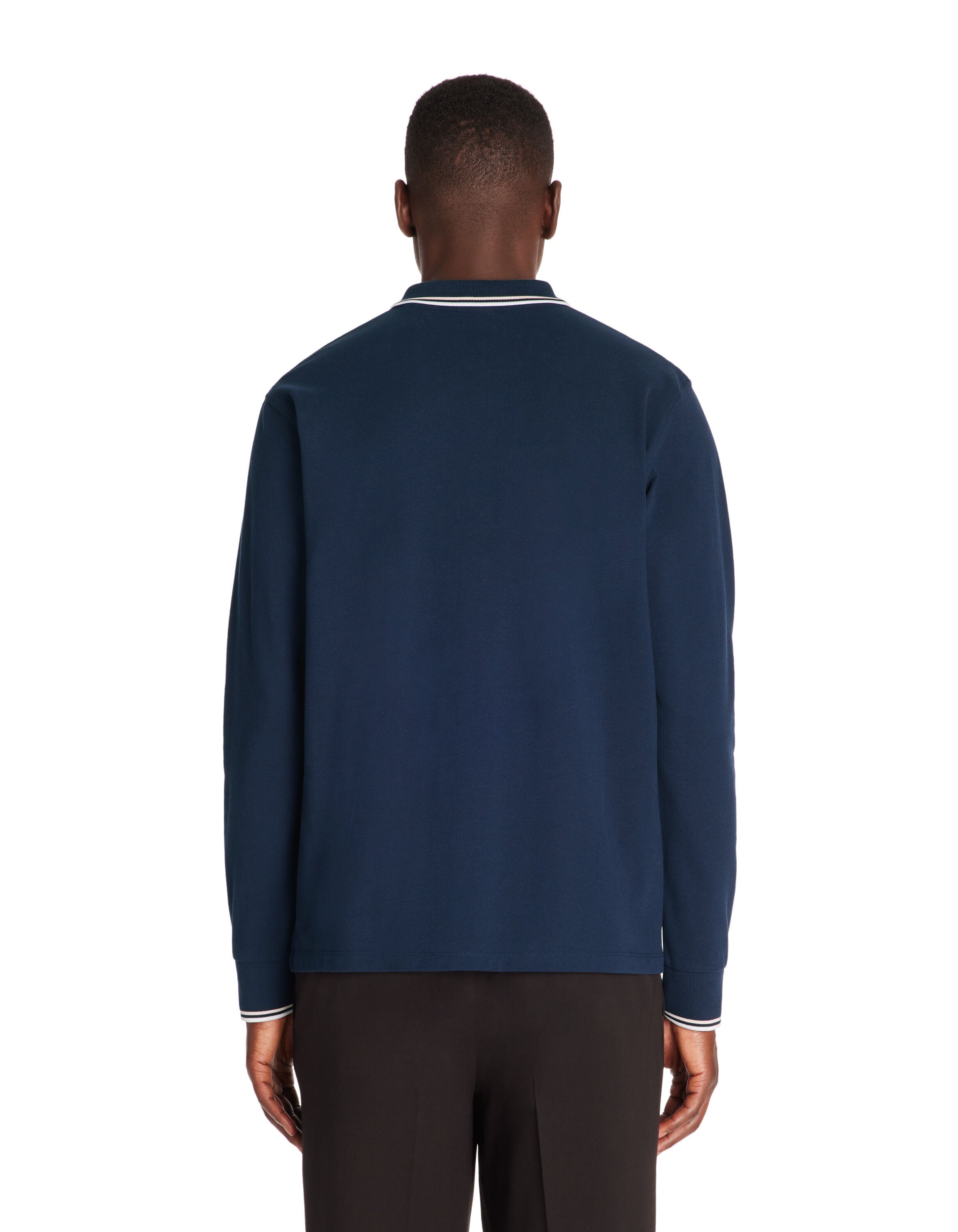 Celio_Navy Long-Sleeved Cotton PiquŽ Polo Shirt_DECOLML_NAVY_03