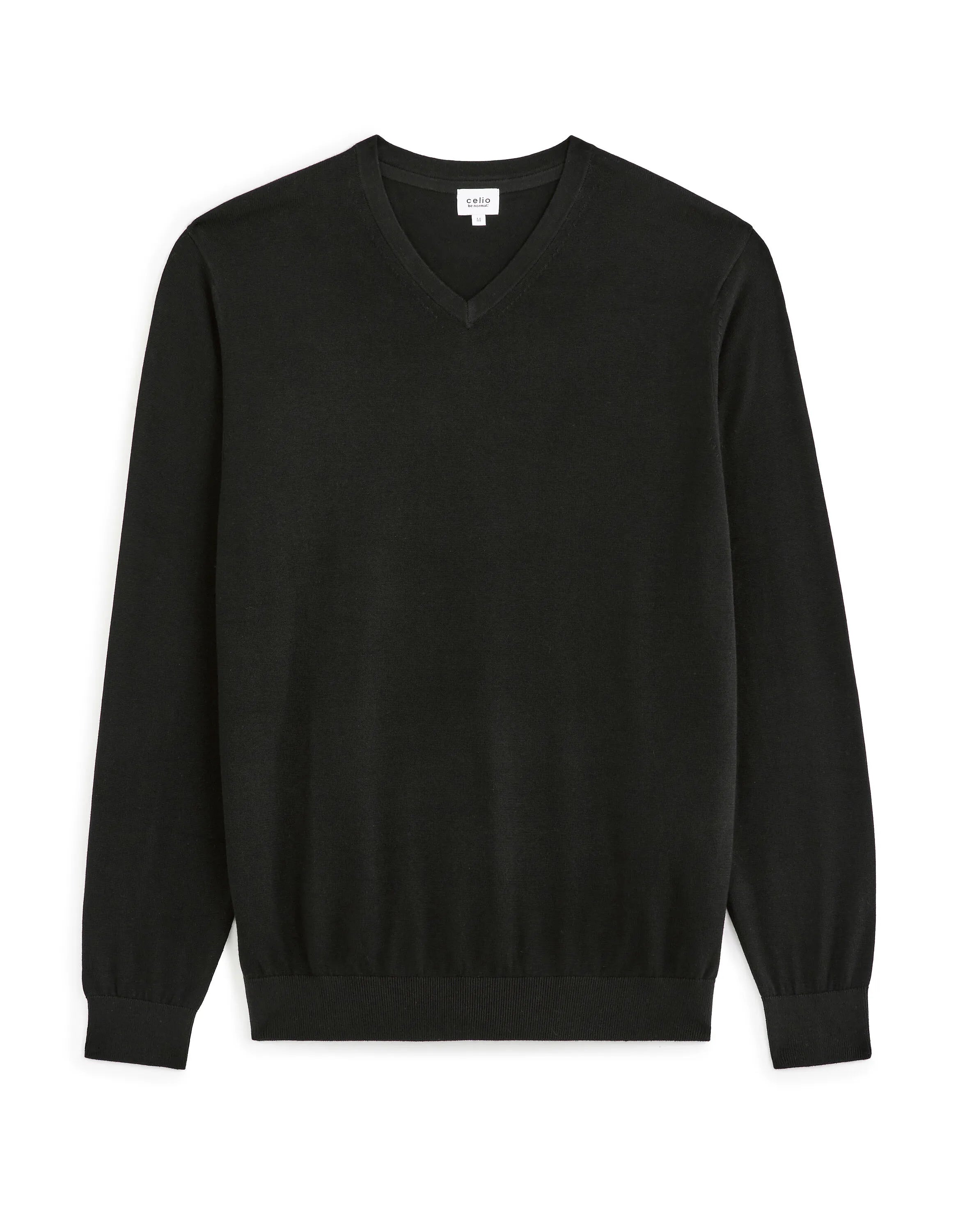 Celio_Black_100% Cotton V-Neck Sweater_DECOTONV_BLACK_04
