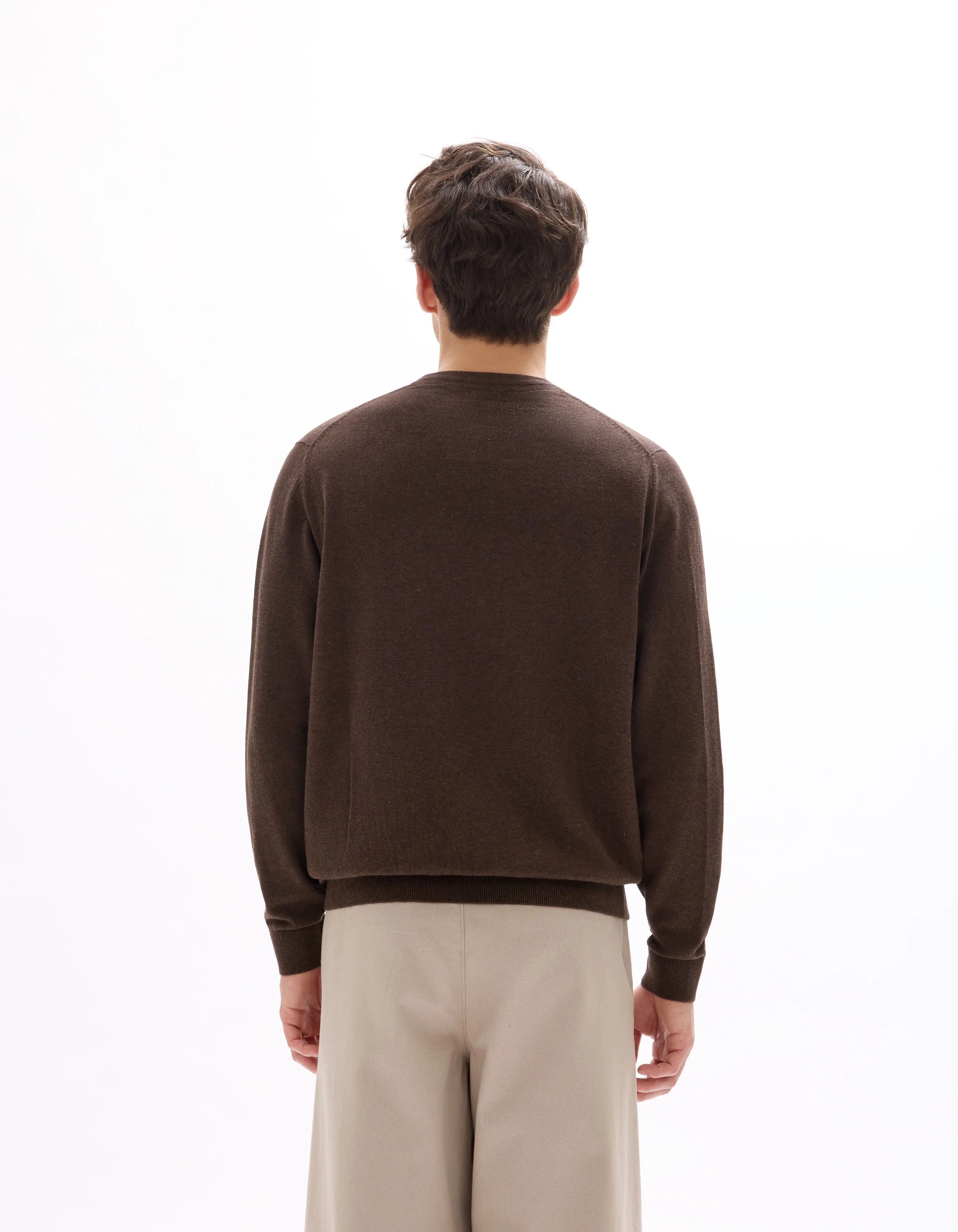 Celio_Dark Brown_100% Cotton V-Neck Sweater_DECOTONV_DARK BROWN_03