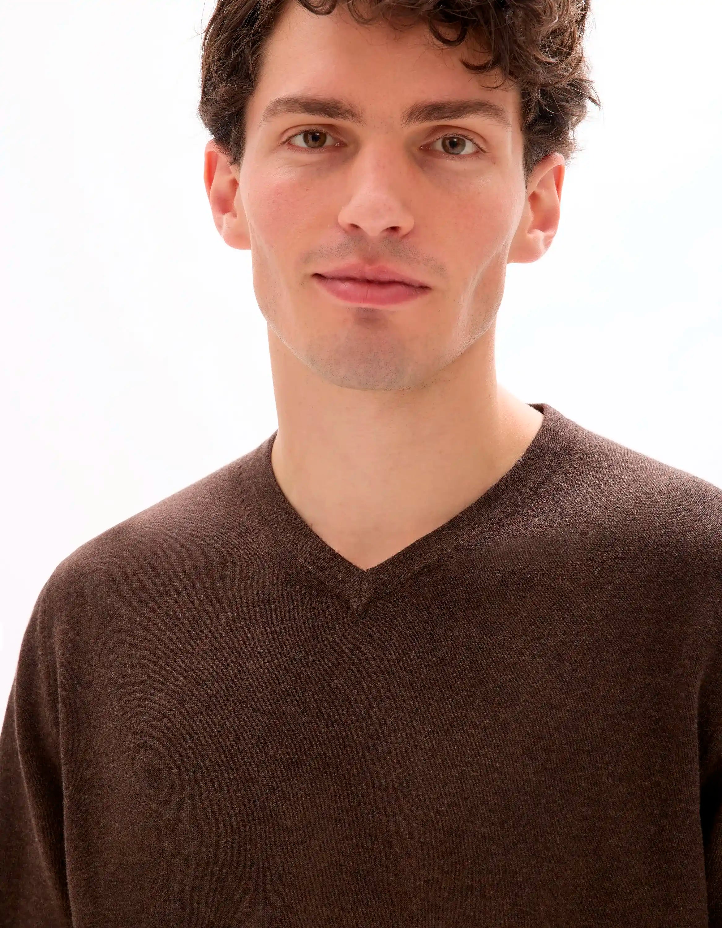 Celio_Dark Brown_100% Cotton V-Neck Sweater_DECOTONV_DARK BROWN_04