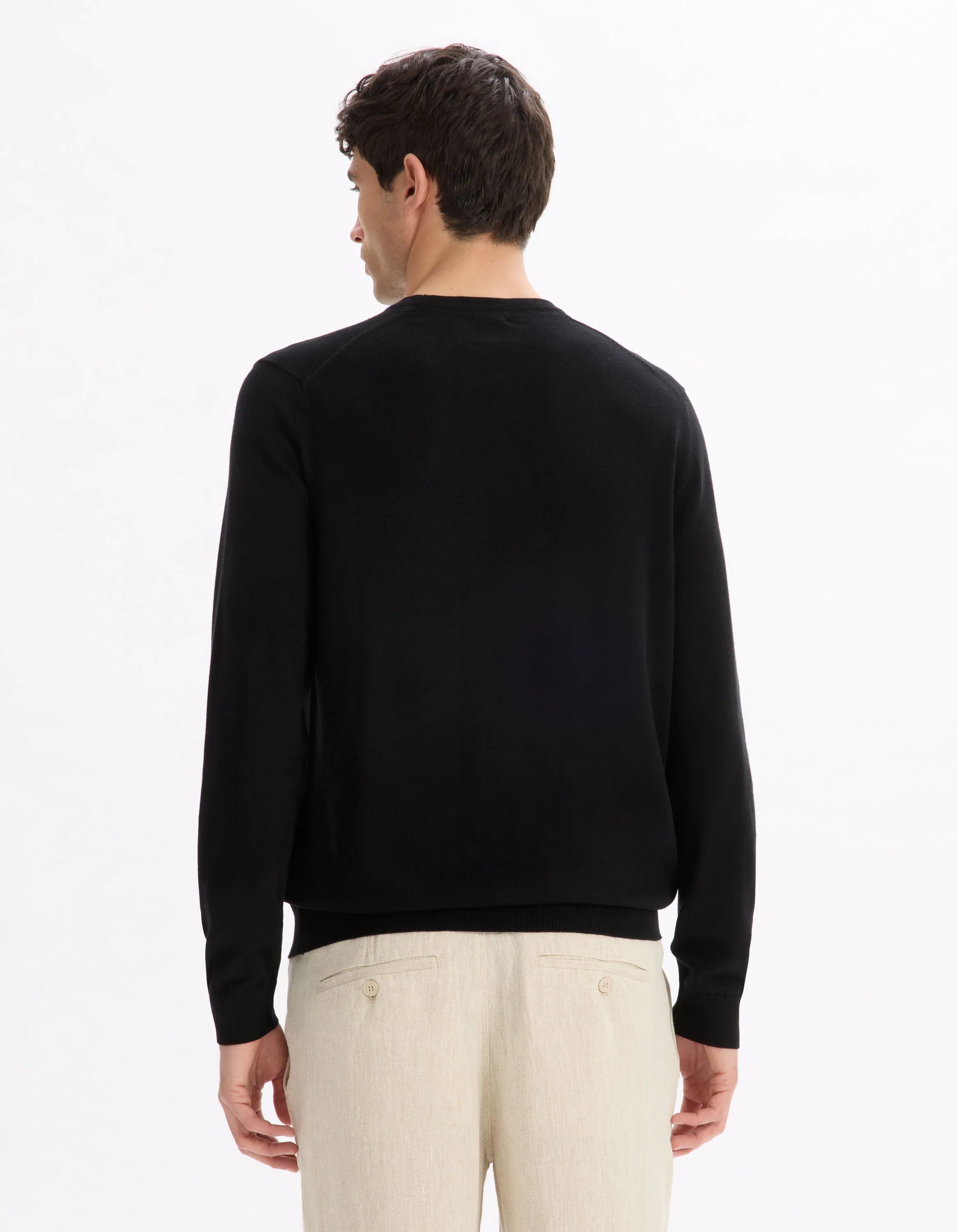 Celio_Black_100% Cotton Round Neck Sweater_DECOTON_BLACK_03