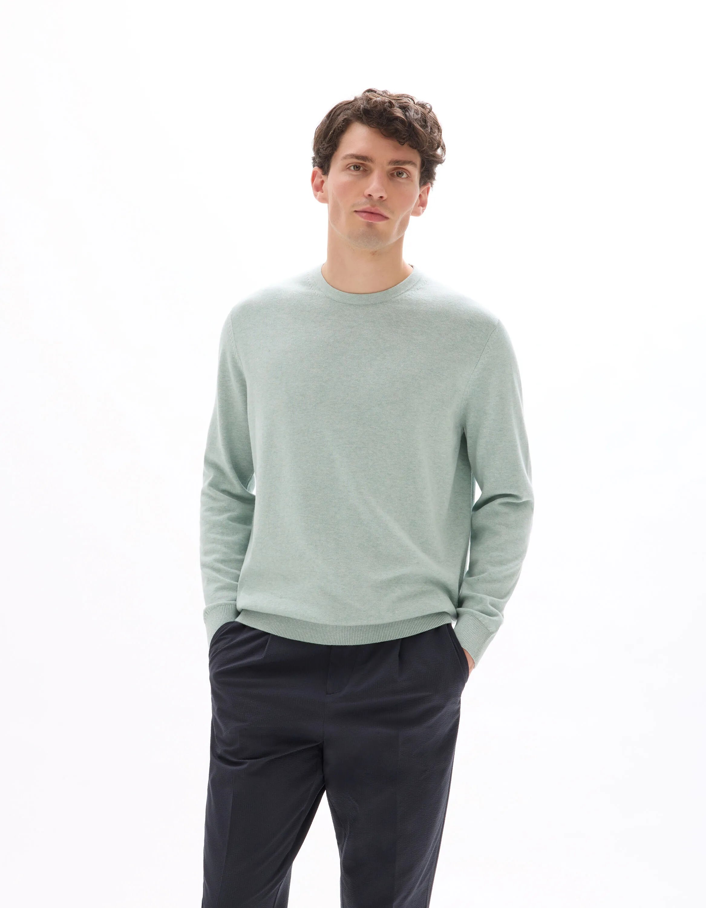 Celio_Celadon Mel_Round Neck Sweater 100% Cotton_DECOTON_CELADON MEL_01