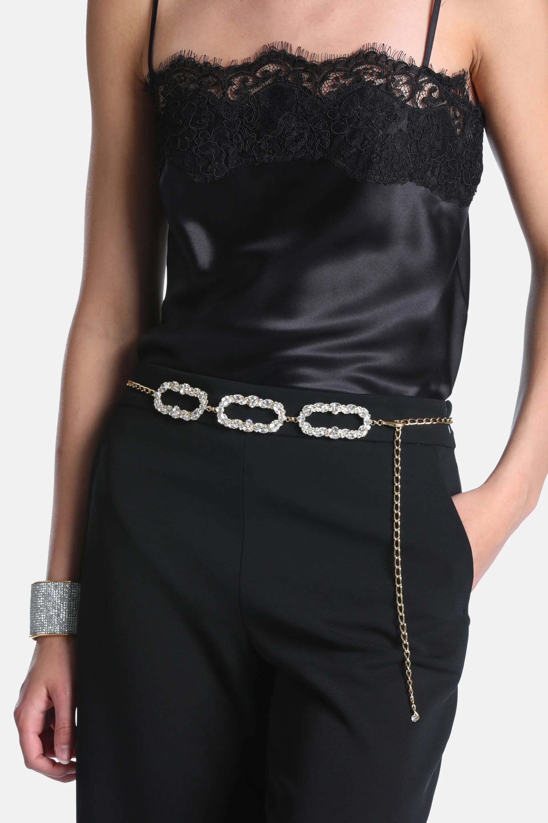Luisa Spagnoli Nickel/Oro Women Docenza - Rhinestone-Embellished Jewelled Belt SKU: DOCENZA_0001 0002 Image 02