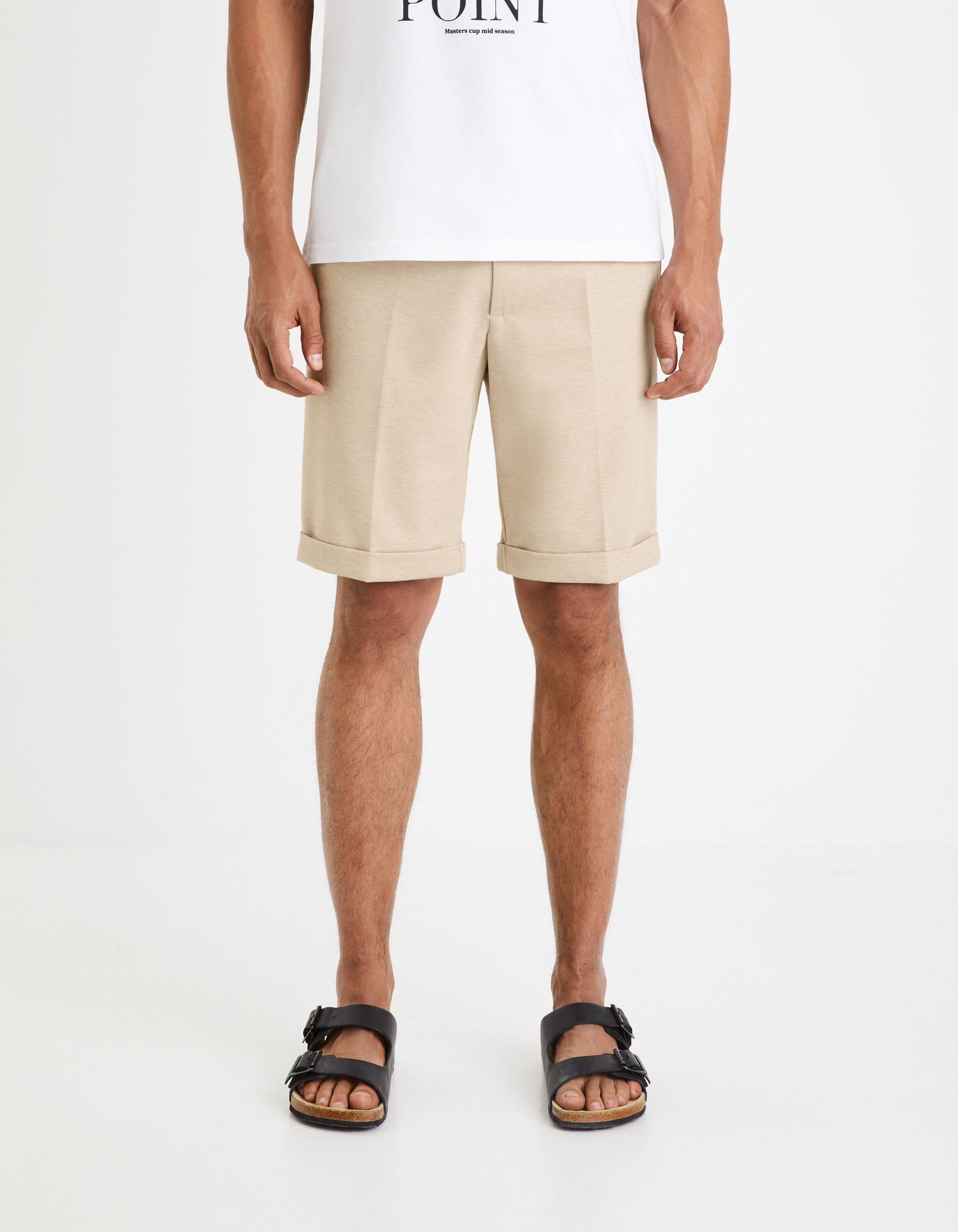 Celio_Light Beige 24H Knit Bermuda Shorts_DOEVANBM_BEIGE CLAIR_02