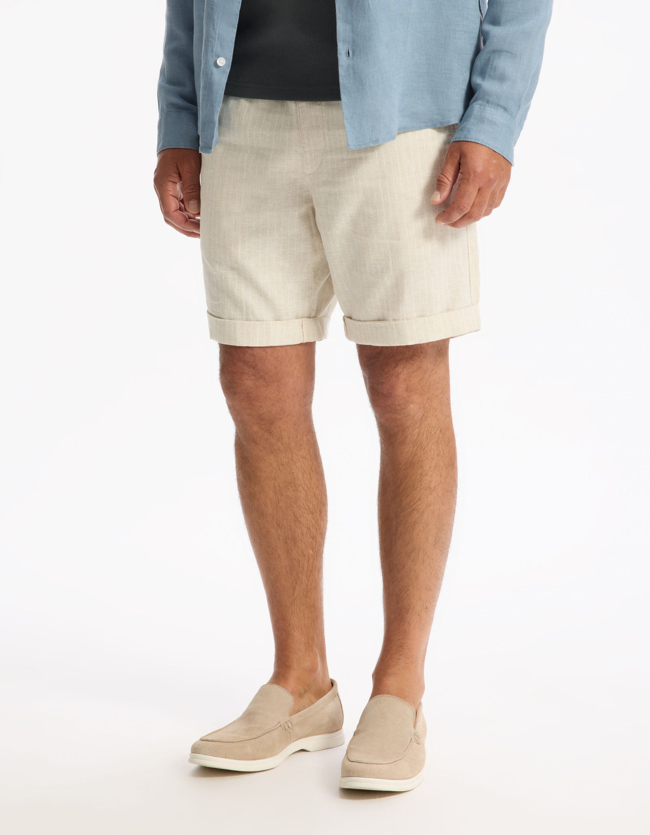 Celio_Beige Striped Linen and Cotton Bermuda_DOLINCOBMR_BEIGE_01
