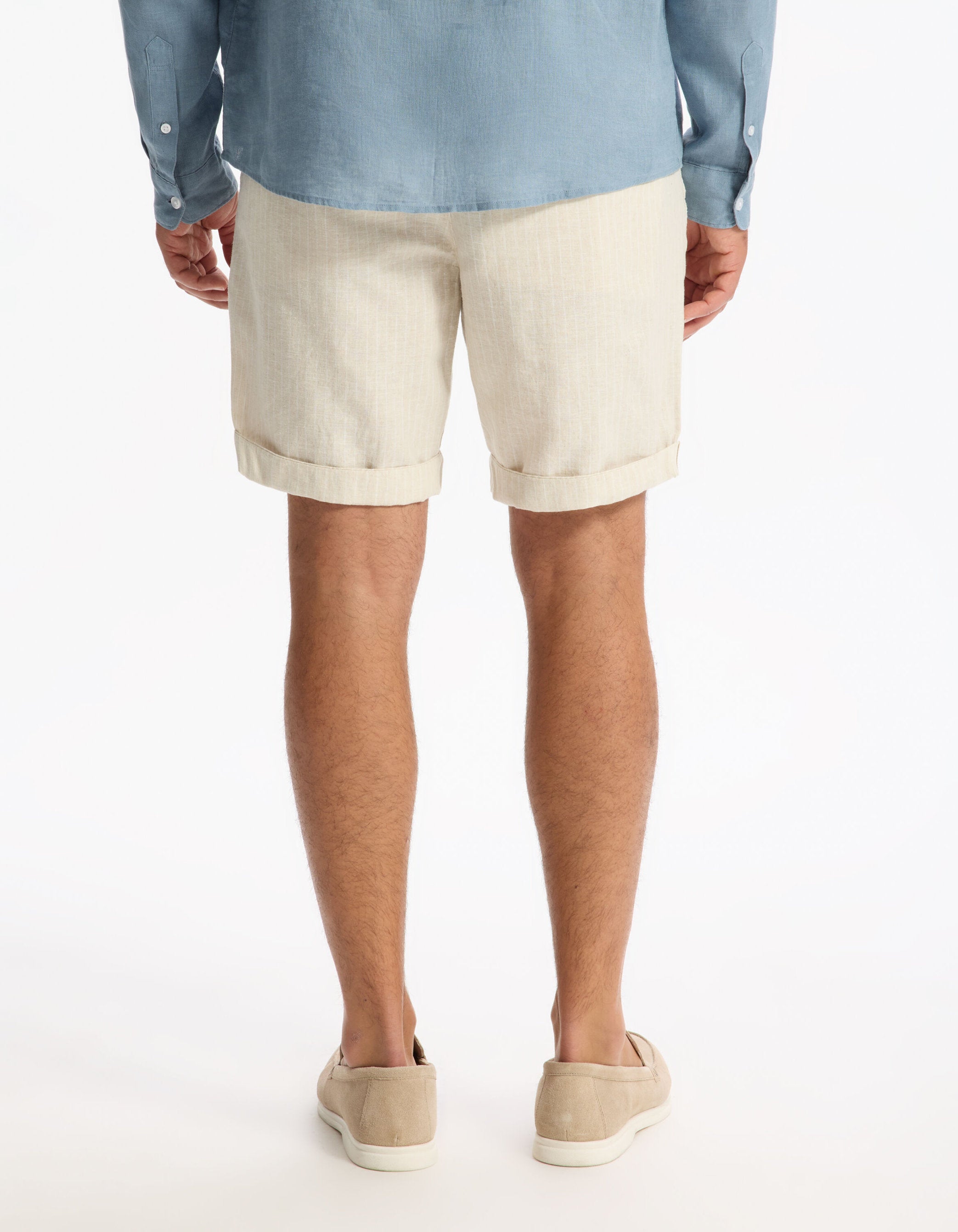 Celio_Beige Striped Linen and Cotton Bermuda_DOLINCOBMR_BEIGE_02