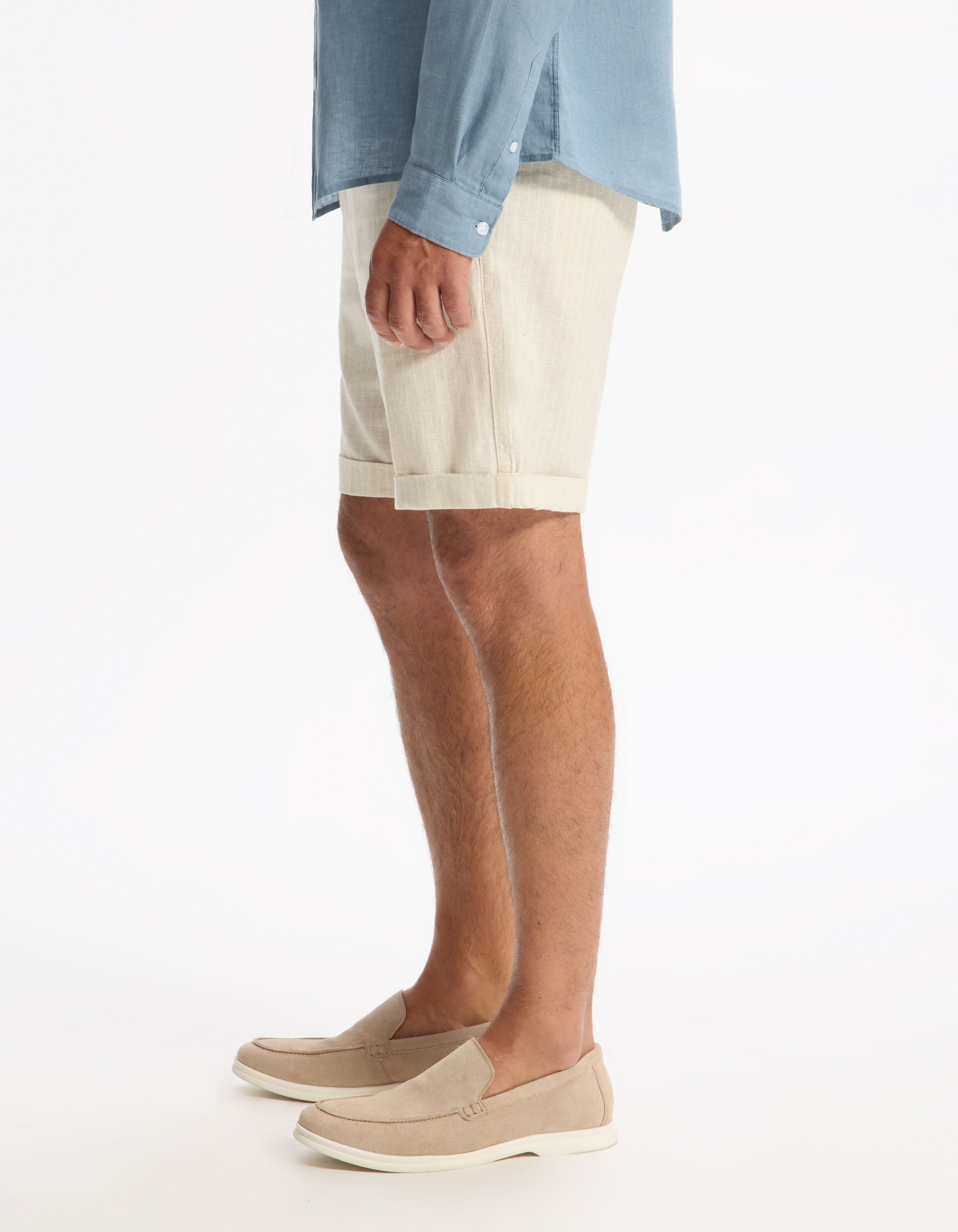 Celio_Beige Striped Linen and Cotton Bermuda_DOLINCOBMR_BEIGE_03