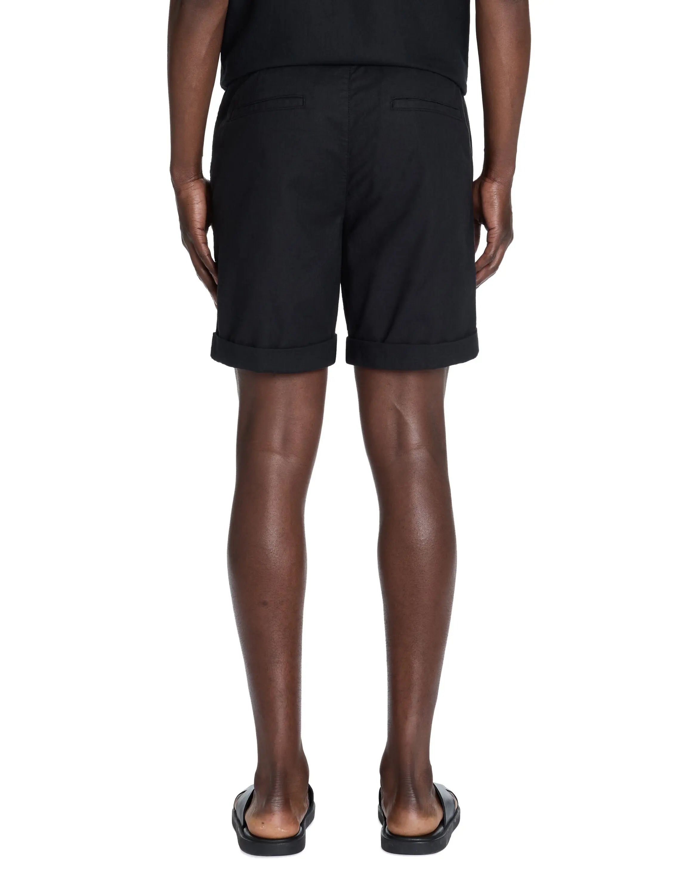 Cotton Blend Bermuda Shorts - Black - BEVAVA