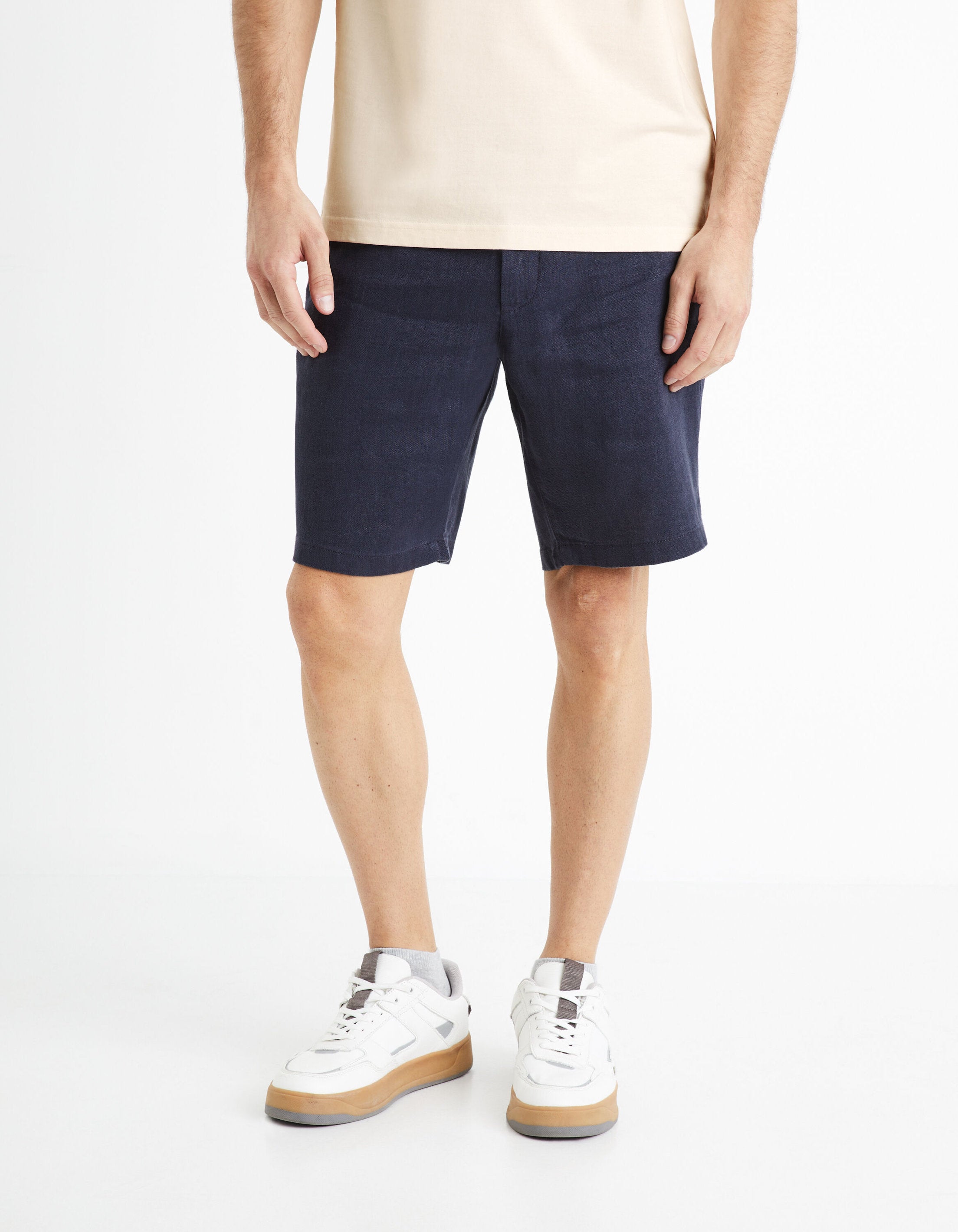 Celio_Navy Bermuda 100% Linen_DOLINUSBM_NAVY_02
