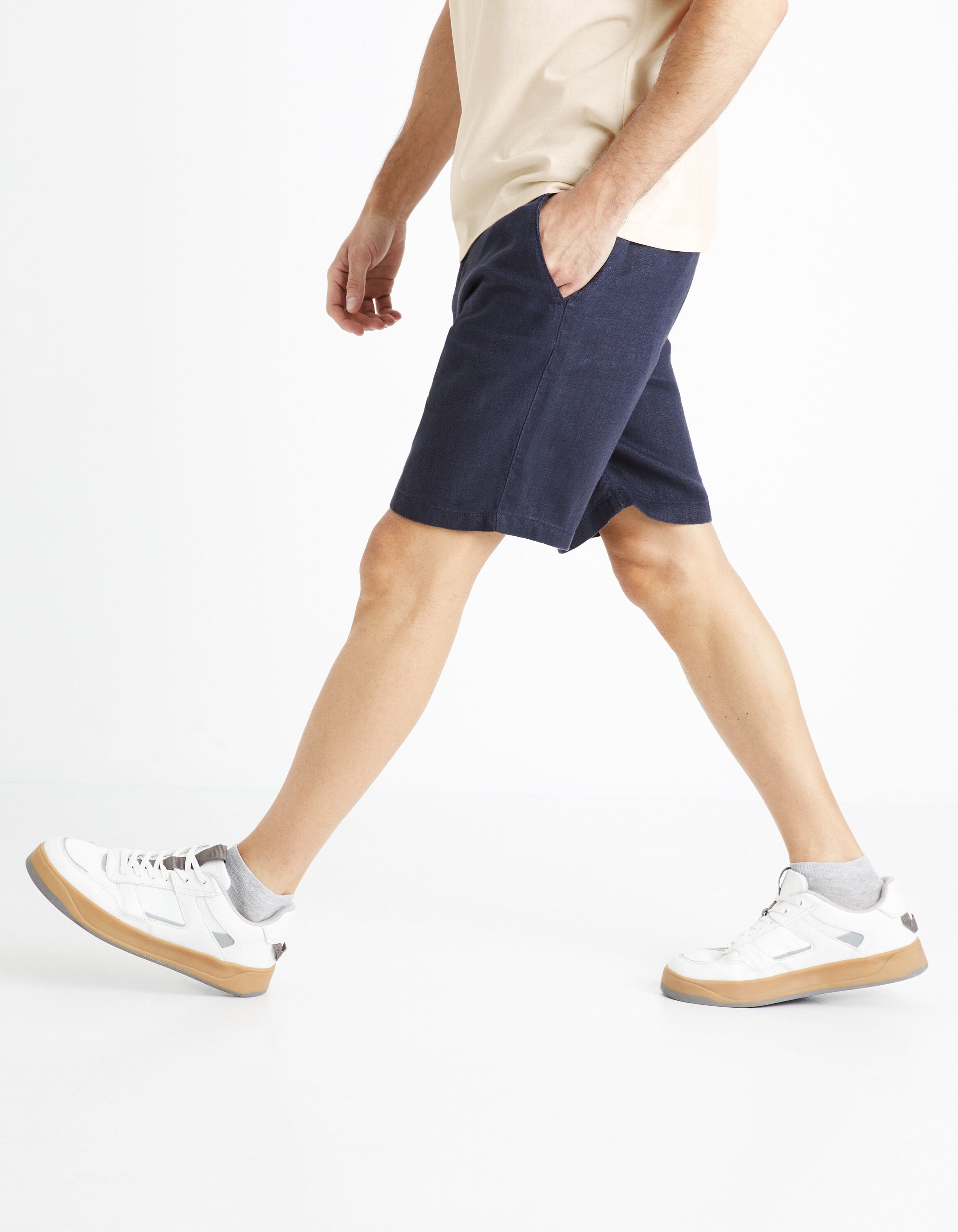 Celio_Navy Bermuda 100% Linen_DOLINUSBM_NAVY_04