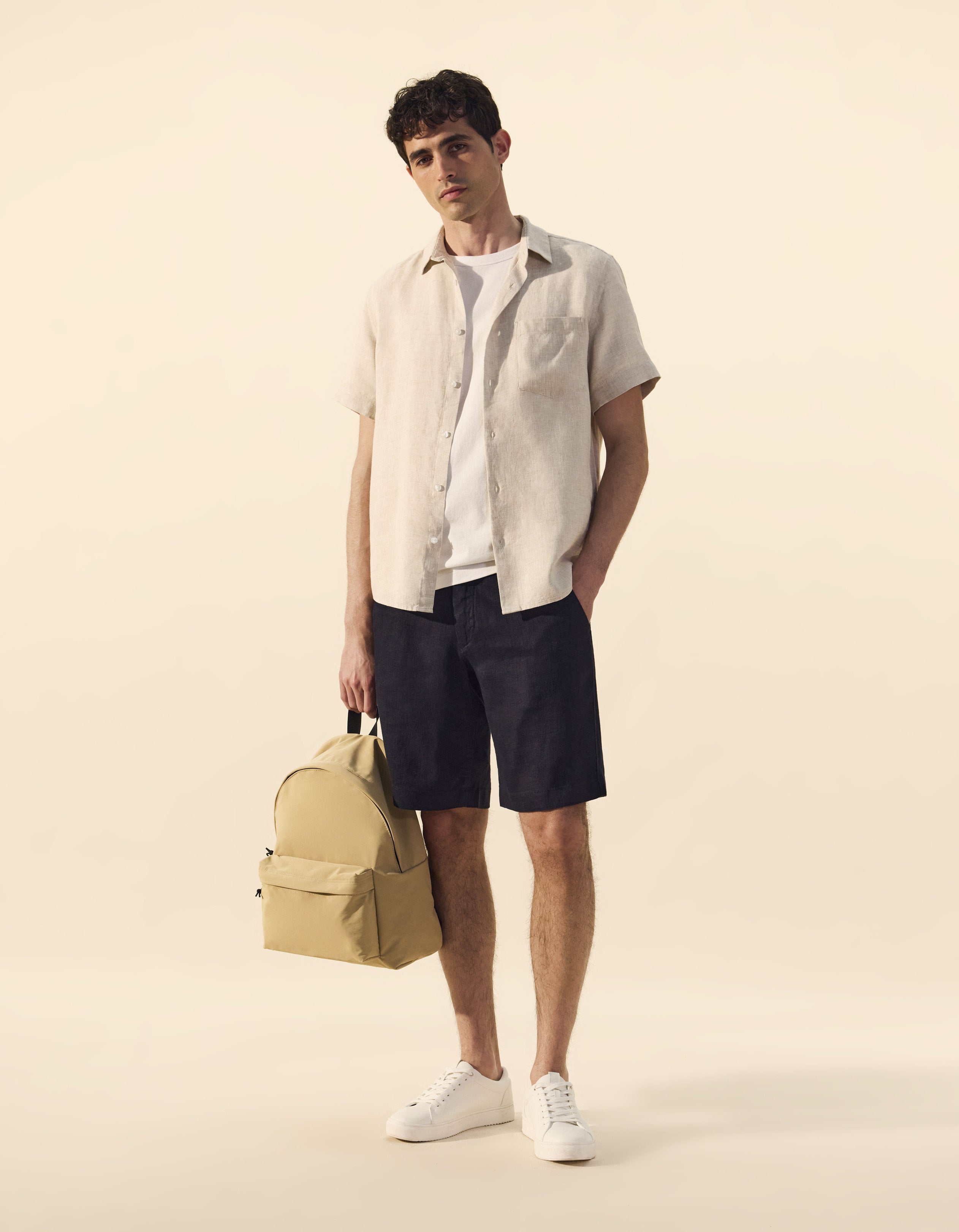 Celio_Navy Bermuda 100% Linen_DOLINUSBM_NAVY_06
