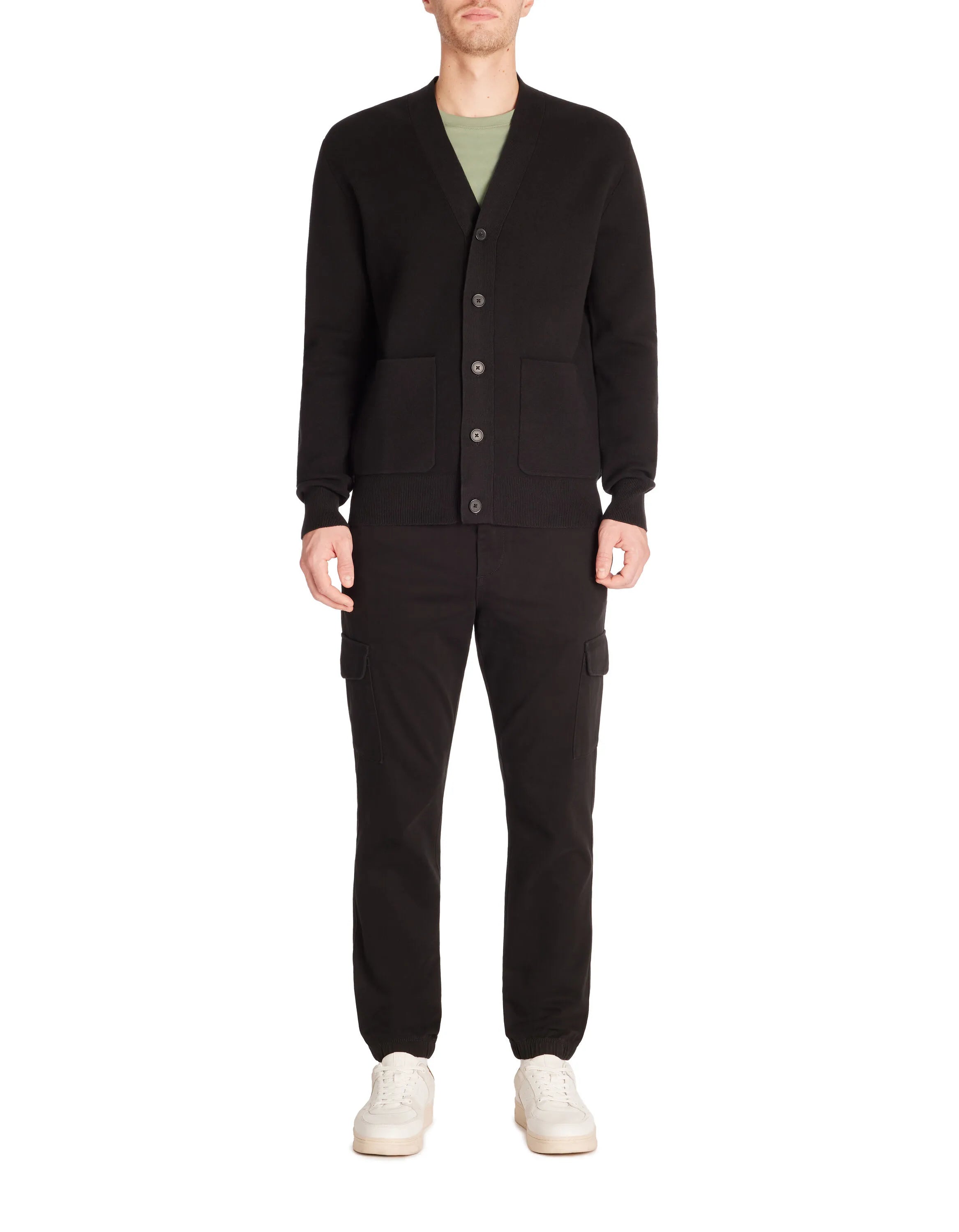 Celio_Black_Slim Stretch Cotton Cargo Pants_DOLYTE_BLACK_01