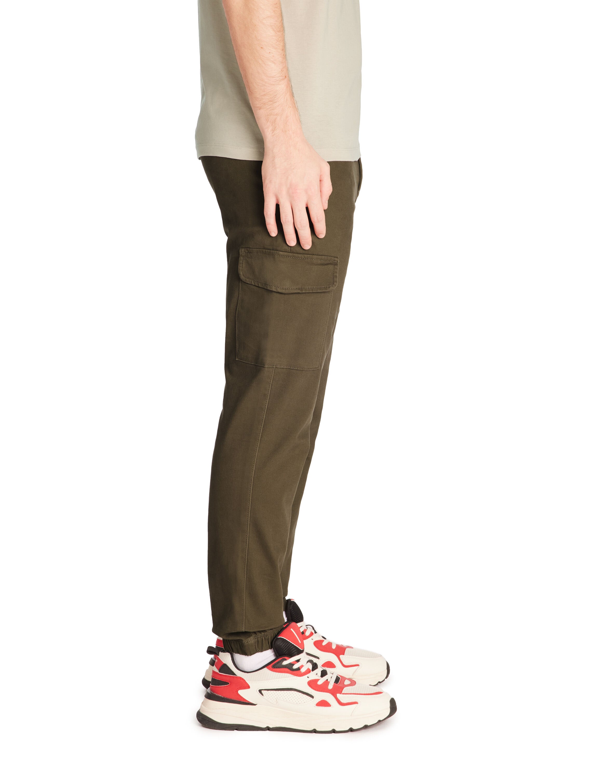 Celio_Slim Stretch Cotton Cargo Pants - Khaki_DOLYTE_KAKI E25_05
