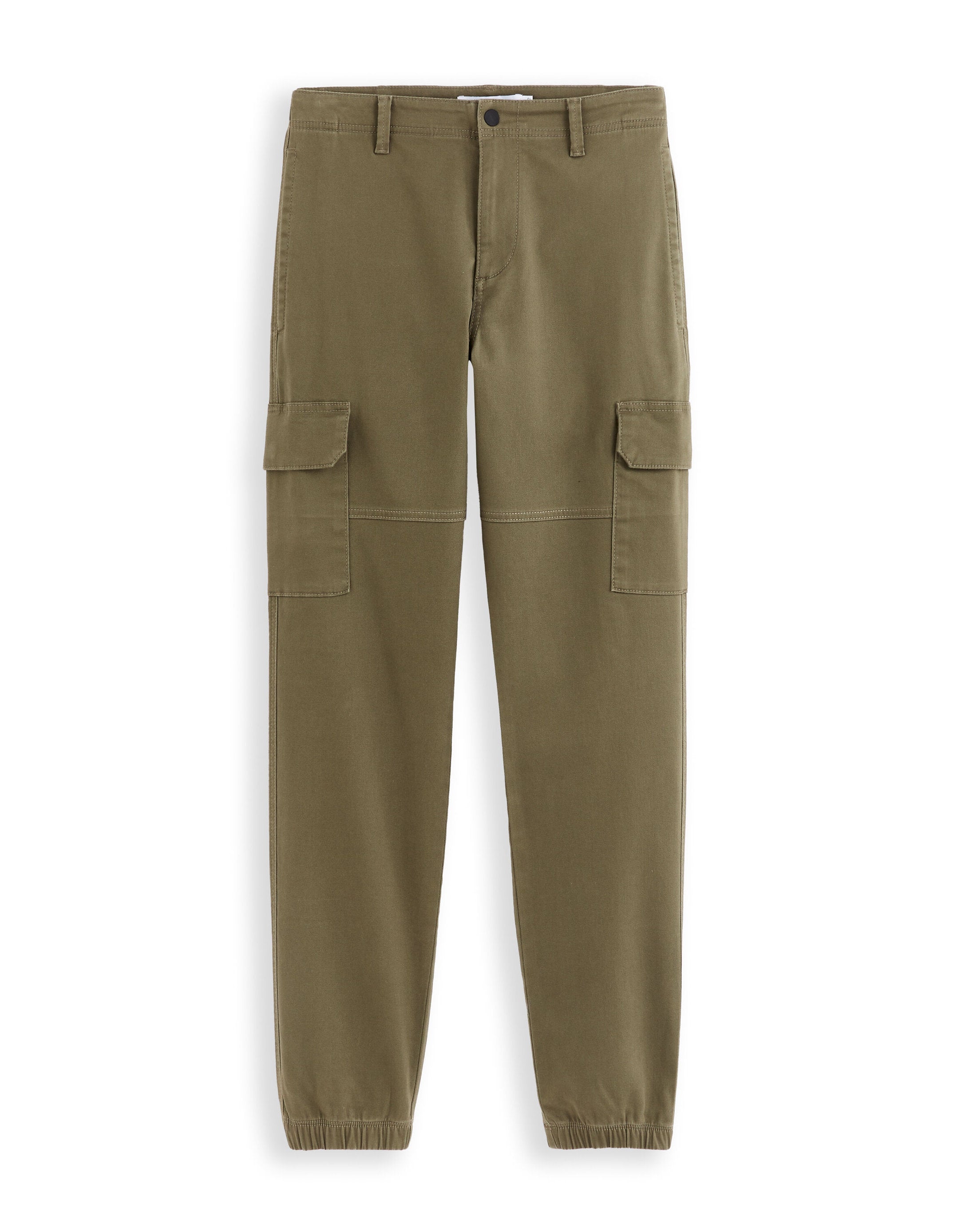 Slim Cargo Trousers In Stretch Cotton - Khaki_01