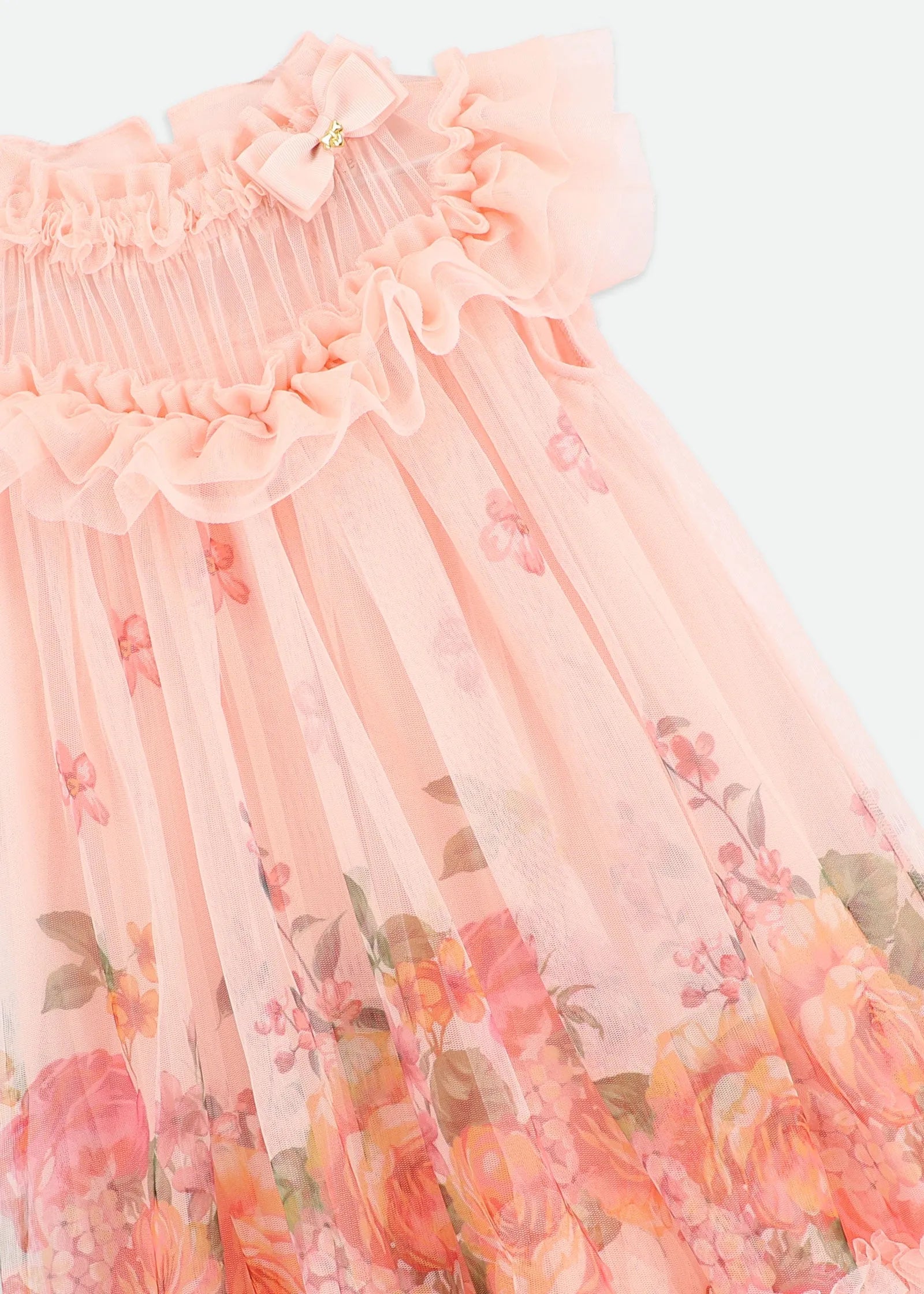 Angels Face 0 Girls Dominique Roses Dress Peach SKU: DOMINIQUE.BORDER_Peach Image 03