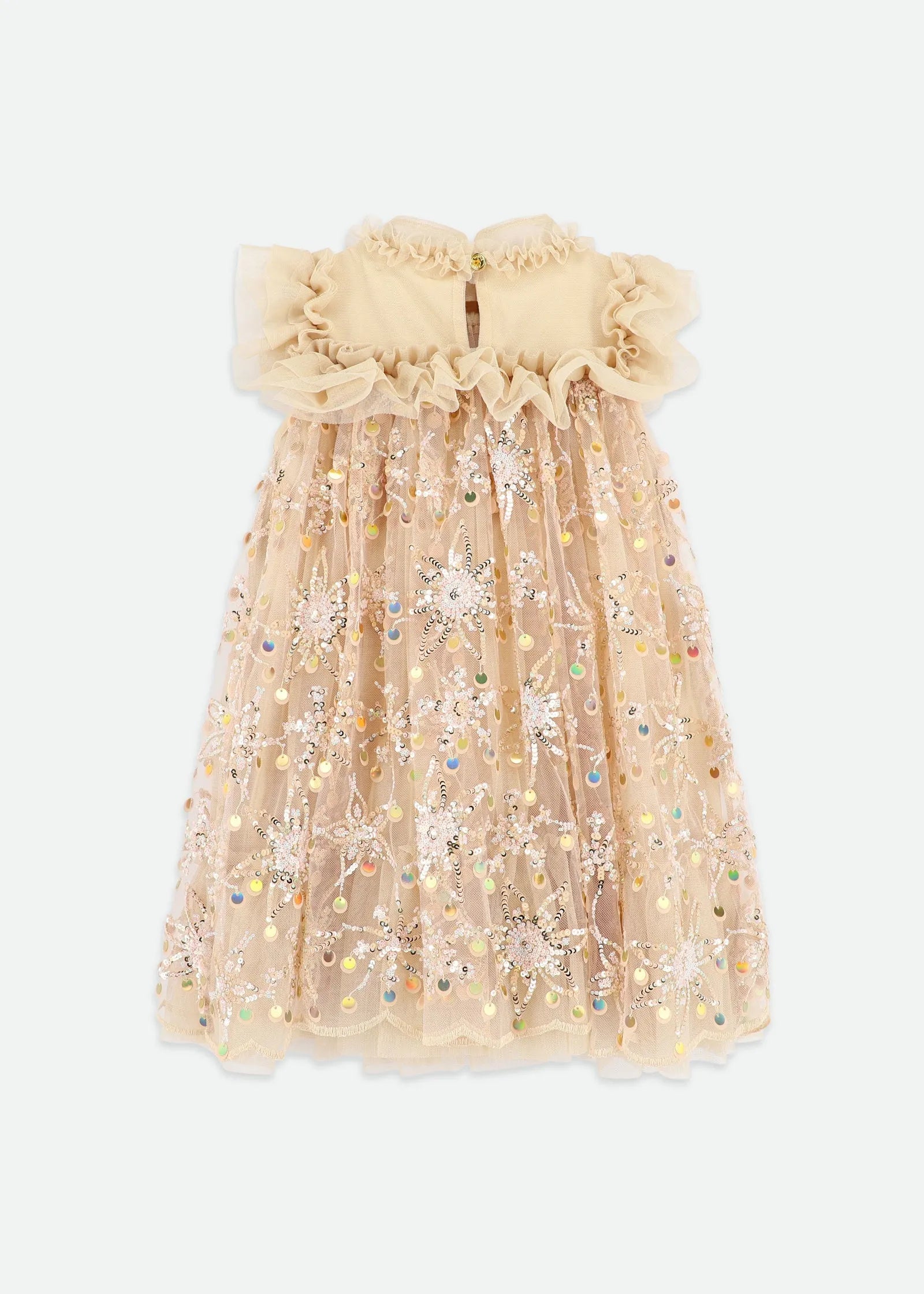 Angels Face 0 Girls Dominique Flower Sequin Dress Gold SKU: DOMINIQUE_Gold Image 05