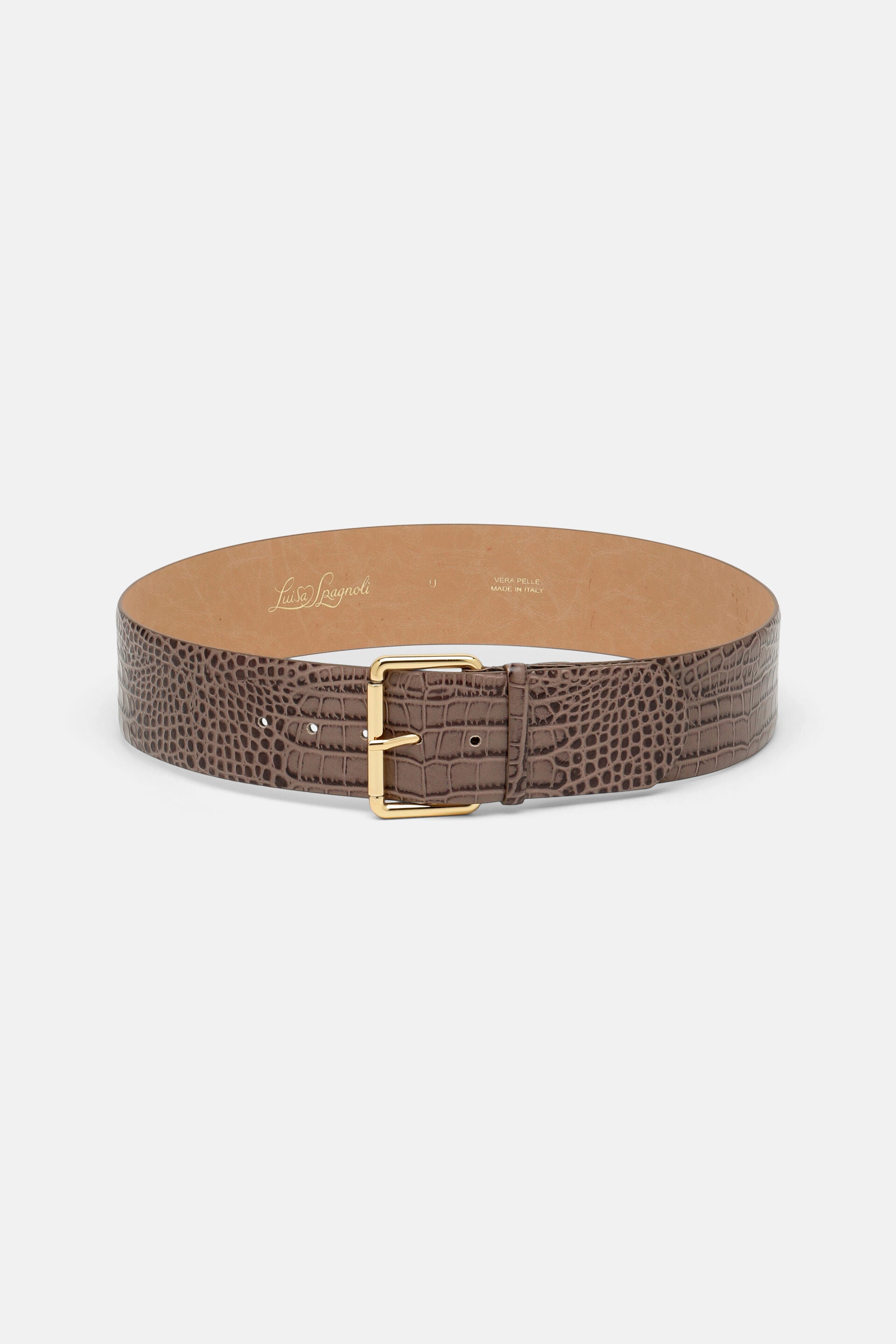 Luisa Spagnoli_Stampa Cocco Taupe/Oro_Dorada - Patent Leather Belt_DORADA_2707 0002_02