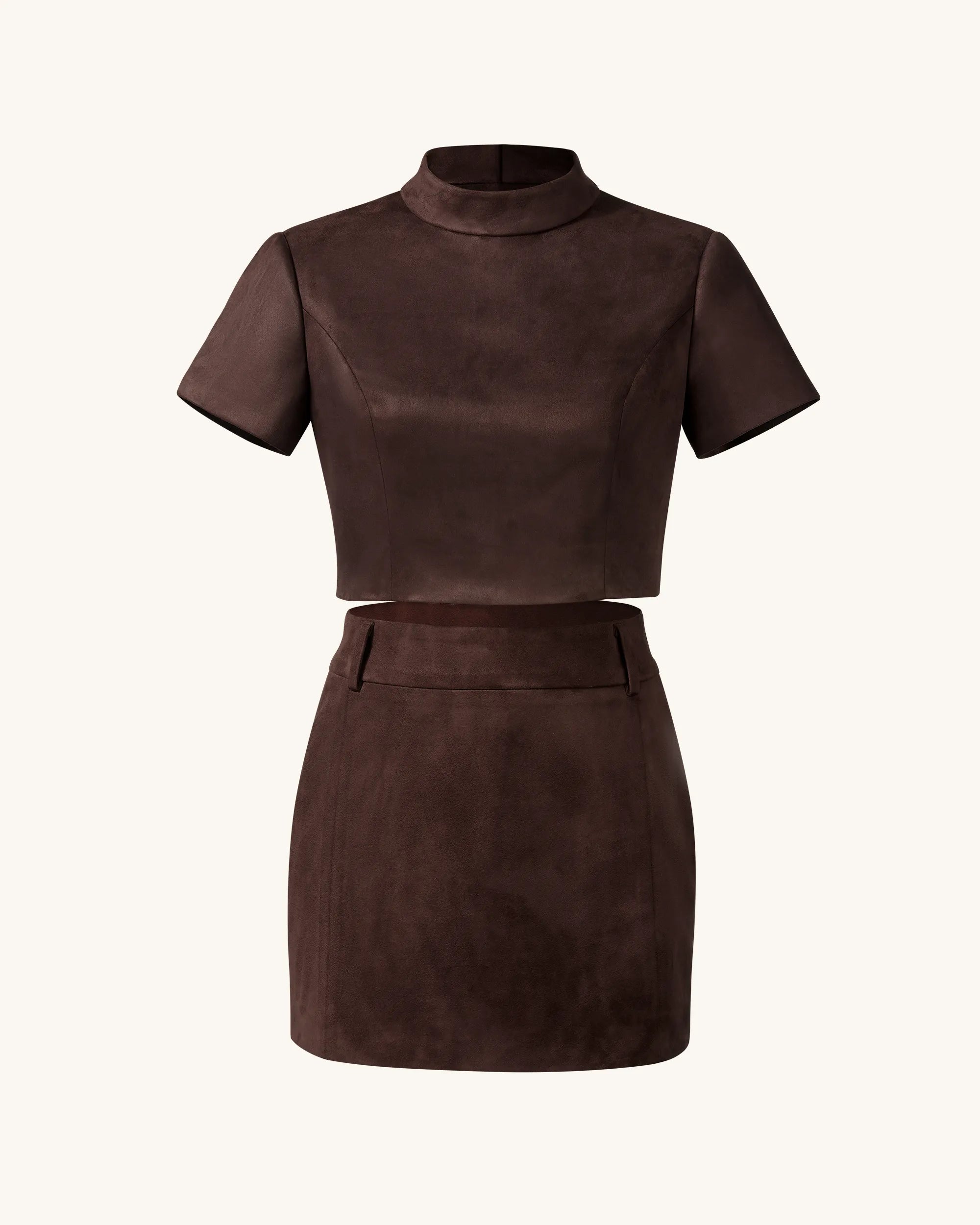 JW PEI_Chocolate Brown_Grace Crop Top And Mini Skirt Set_DZ032-3_Chocolate Brown_05