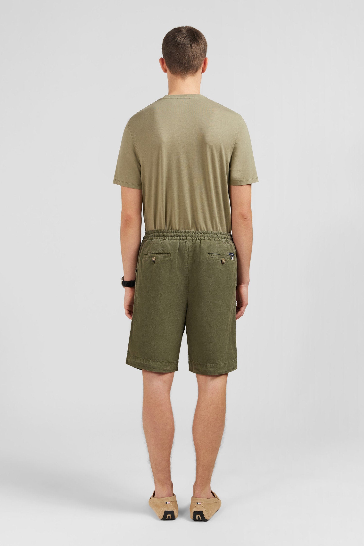 Khaki Bermuda Shorts With Elasticated Waist_E24BASBE0003_BEF3_03