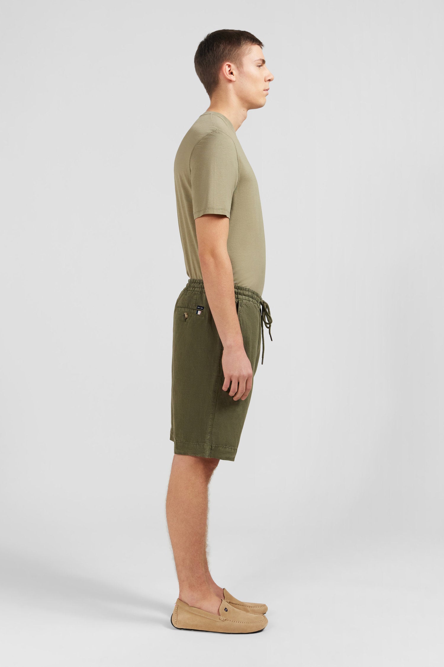 Khaki Bermuda Shorts With Elasticated Waist_E24BASBE0003_BEF3_04