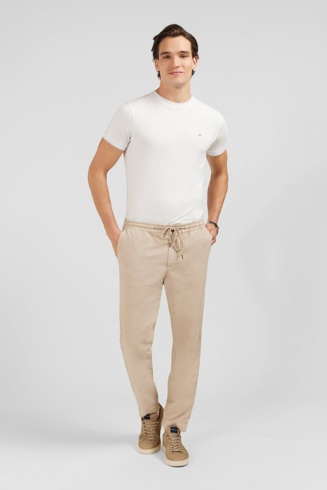 Beige Blended Lyocell Waistband Pants_E24BASPA0011_BEM7_02