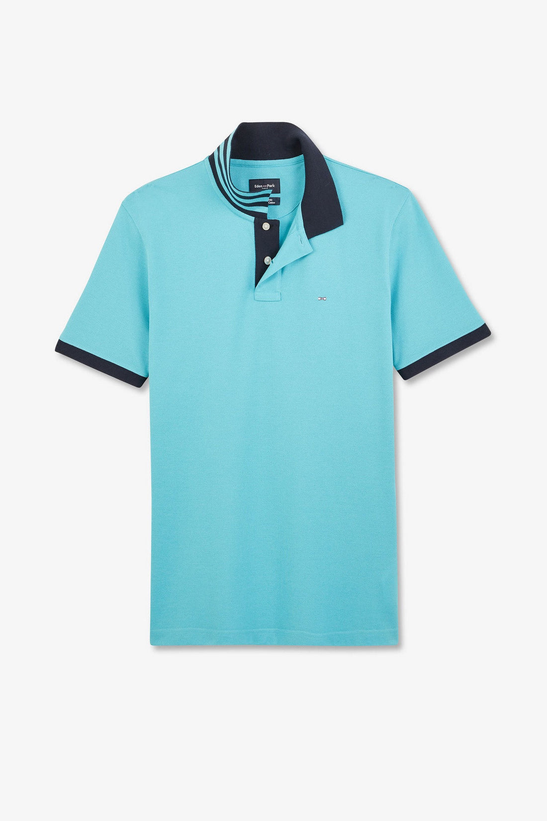 Turquoise Blue Short-Sleeved Polo Shirt_E24MAIPC0014_VEM31_02