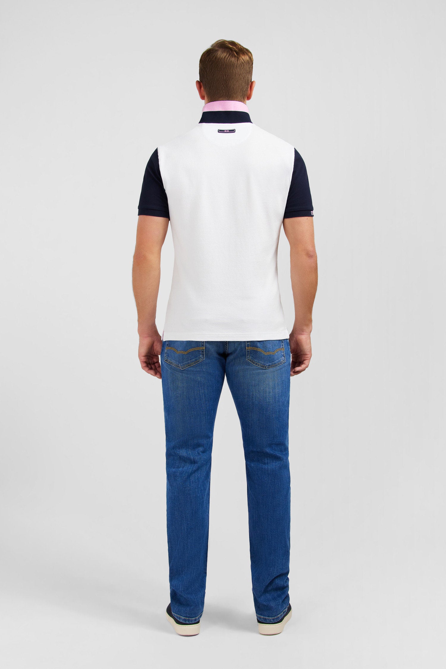 Short Sleeved Blue Colour Block Polo Shirt_E24Maipc0024_Bc_03