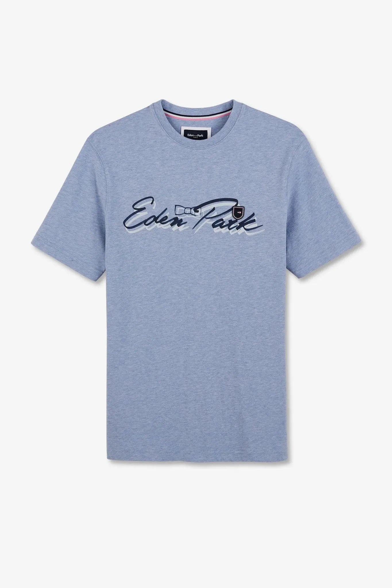 Light Blue T-Shirt With Double Eden Park Lettering_E24MAITC0039_BLC21_02