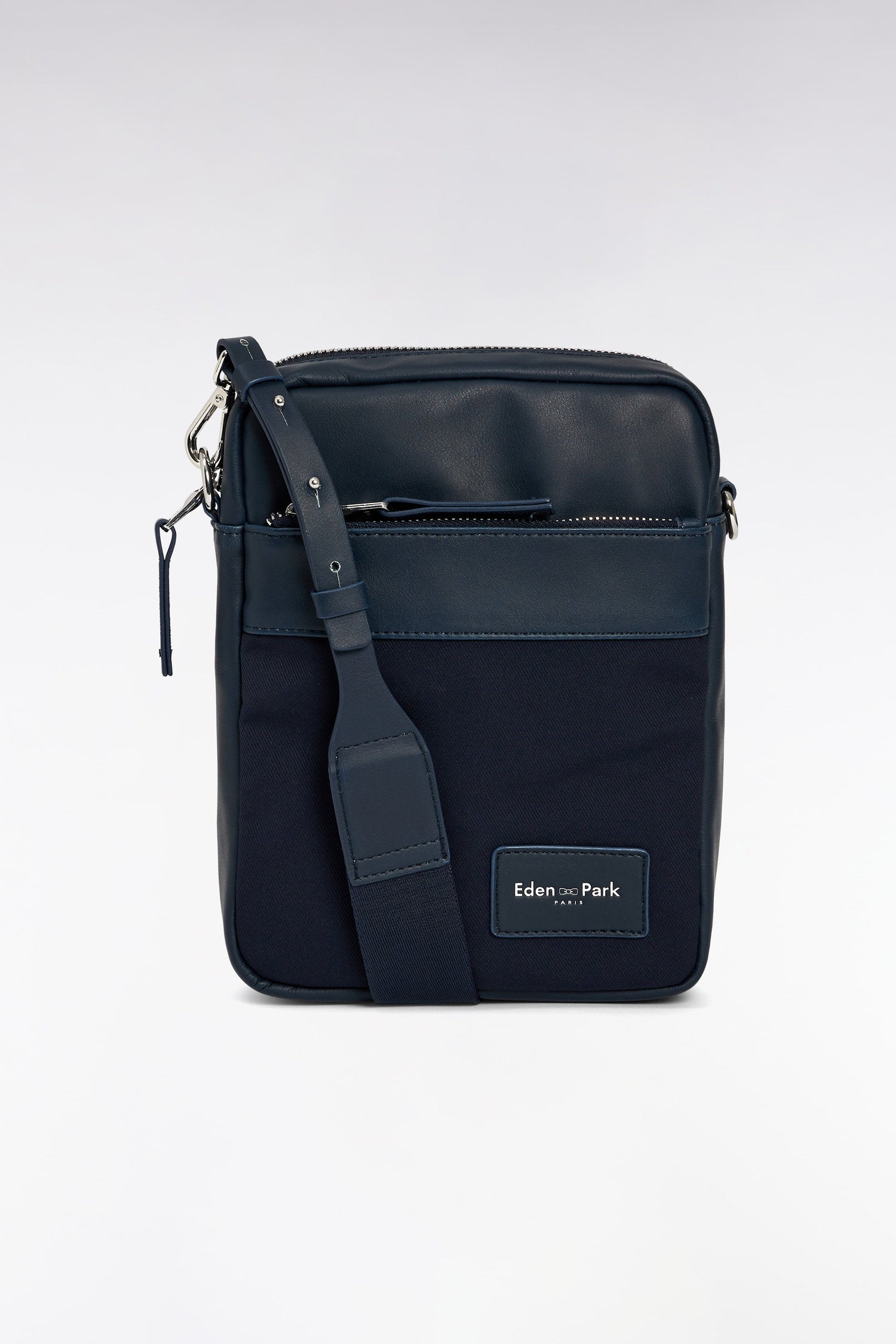 Eden Park_Black Canvas and Leather Messenger Bag_E25BAGBE0006_BLF_01