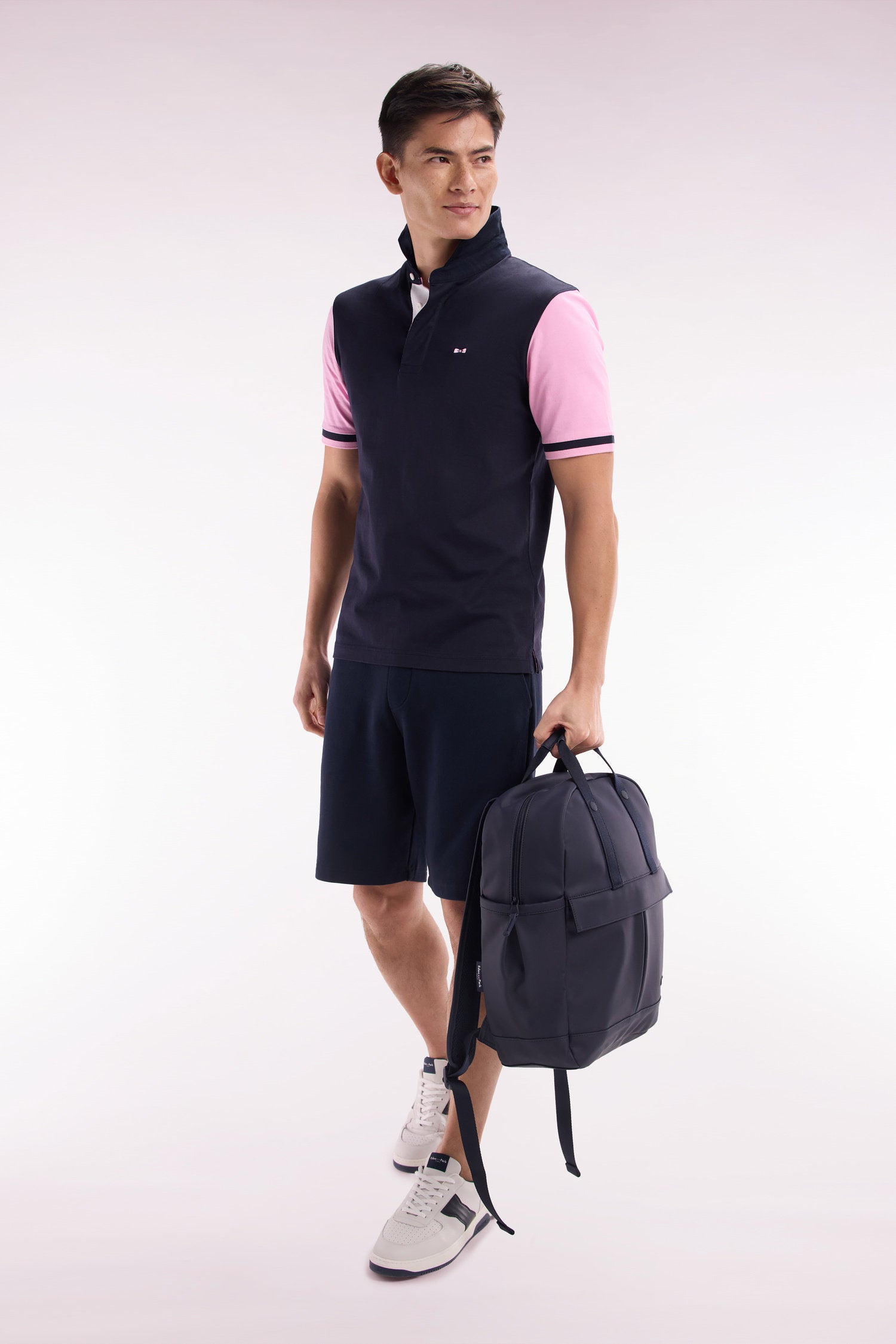 Eden Park_Navy Rubber Backpack_E25BAGSD0002_BLF_01