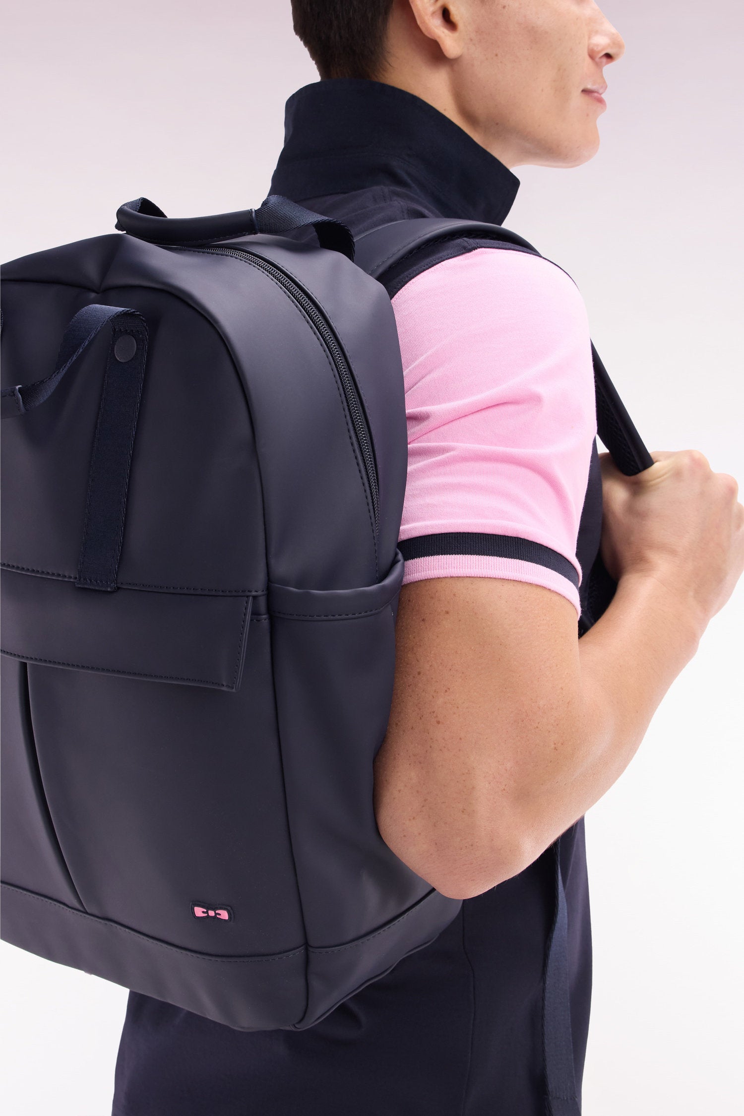 Eden Park_Navy Rubber Backpack_E25BAGSD0002_BLF_02