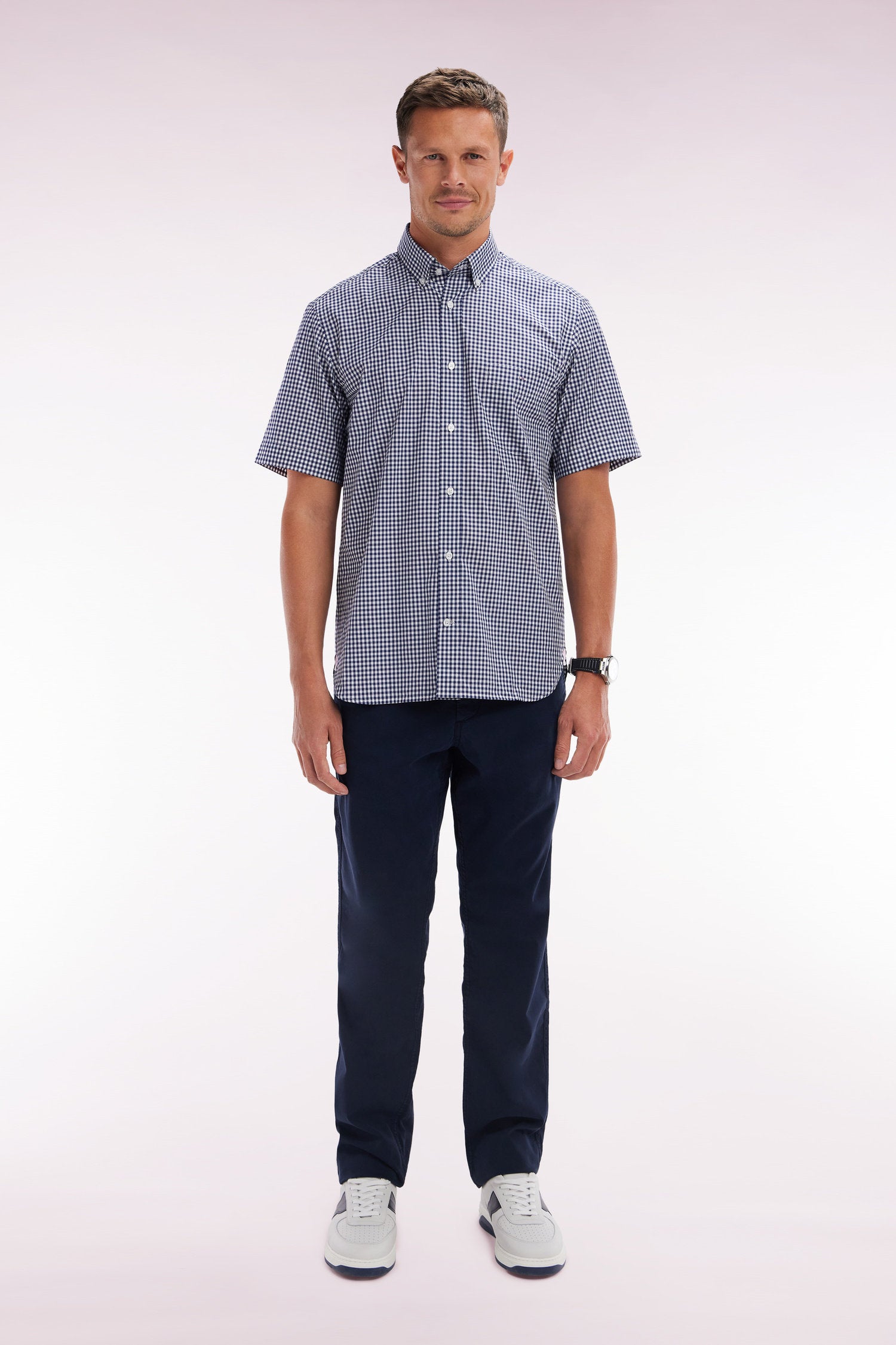 Eden Park_Navy Straight-Cut Stretch Cotton Pleat-Free Chinos_E25BAS0C0001_BLF_01