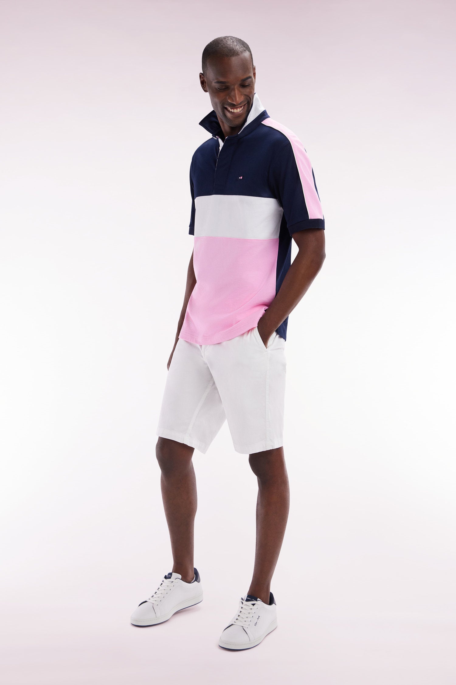 Eden Park_White Straight-Cut Stretch Cotton Chino Bermuda Shorts_E25BASBE0002_BC_03