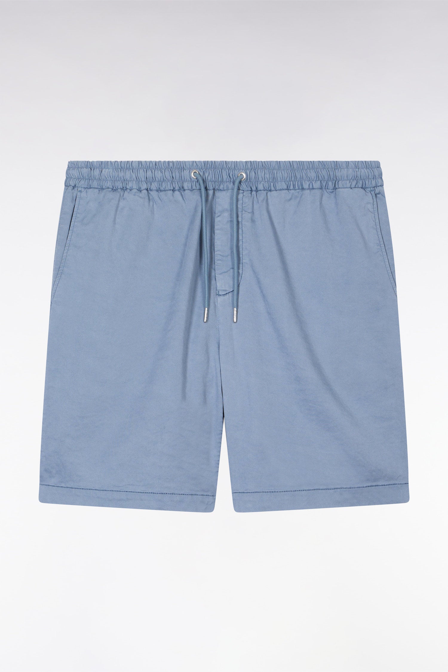 Eden Park_Elasticated Waistband Grey Bermuda Shorts in Lyocell and Stretch Cotton_E25BASBE0005_GRM12_02