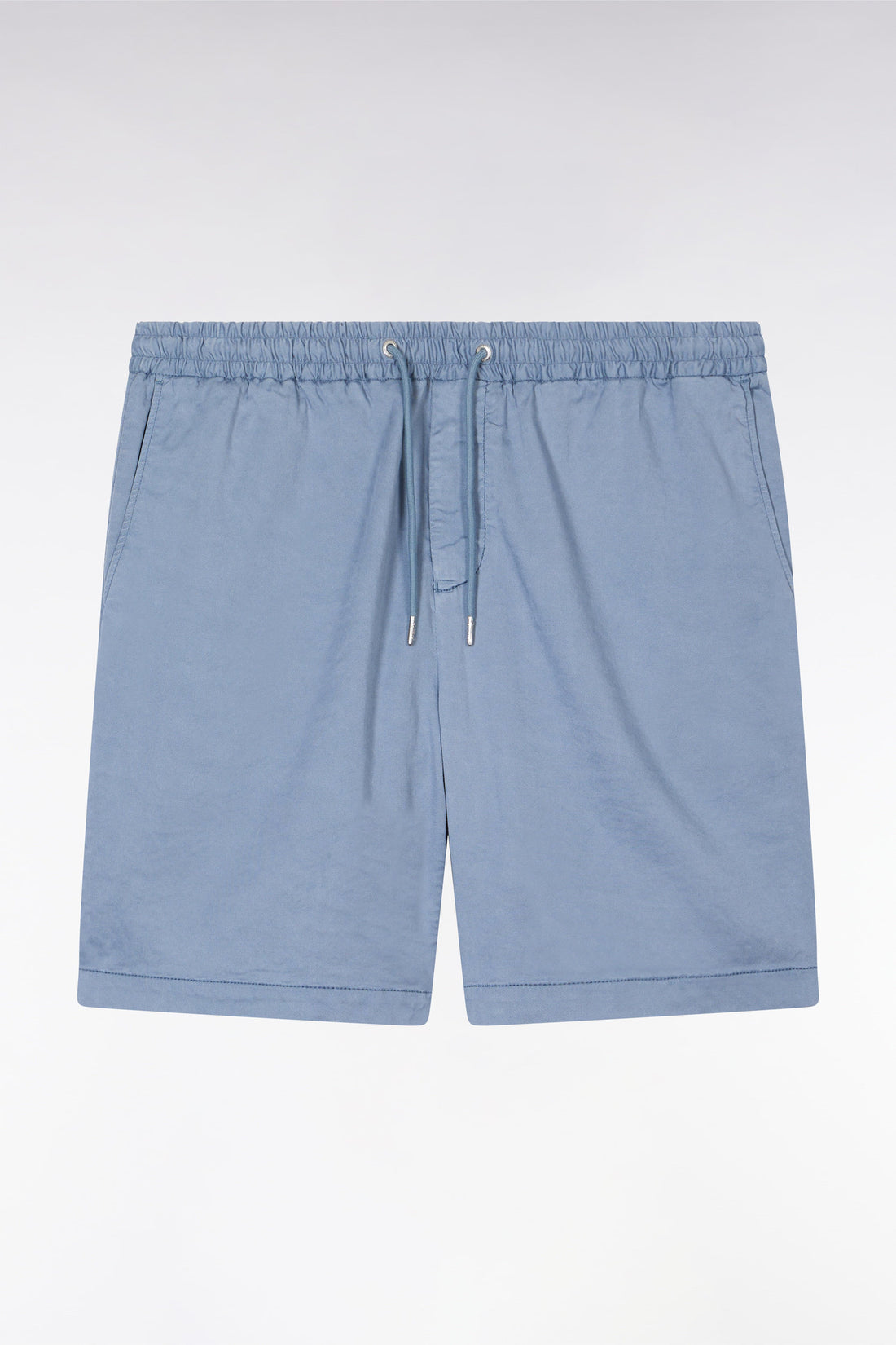 Eden Park_Elasticated Waistband Grey Bermuda Shorts in Lyocell and Stretch Cotton_E25BASBE0005_GRM12_02